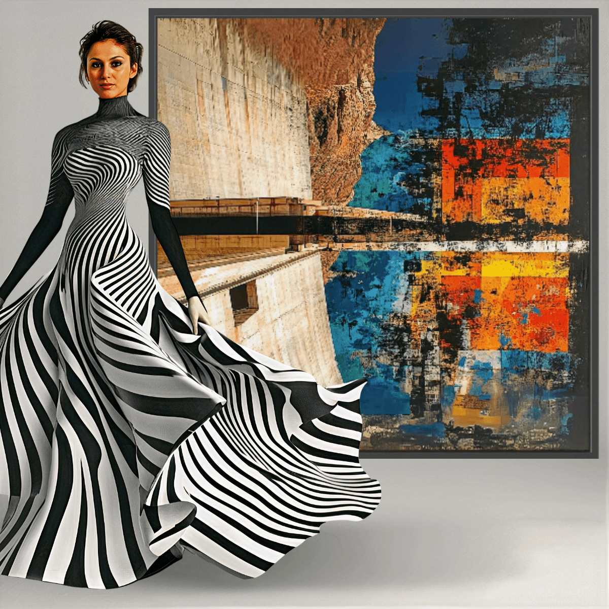 Canvas Print : Abstract Canyon Reflection Canvas Art - Bold Color and Texture modern abstract canvas wall art by Rossetti Art – luxury interior design artwork for living room, bedroom, office – Abstract Canyon Canvas Art Bold Color Wall Decor Canyon Reflection Art Print