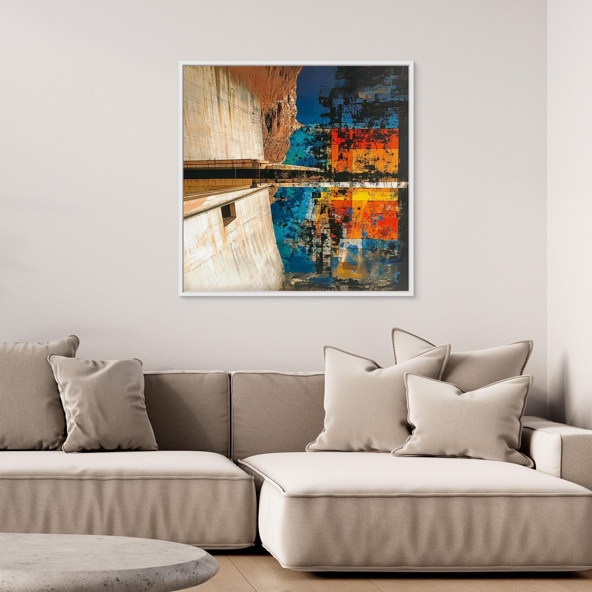 Canvas Print : Abstract Canyon Reflection Canvas Art - Bold Color and Texture modern abstract canvas wall art by Rossetti Art – luxury interior design artwork for living room, bedroom, office – Abstract Canyon Canvas Art Bold Color Wall Decor Canyon Reflection Art Print
