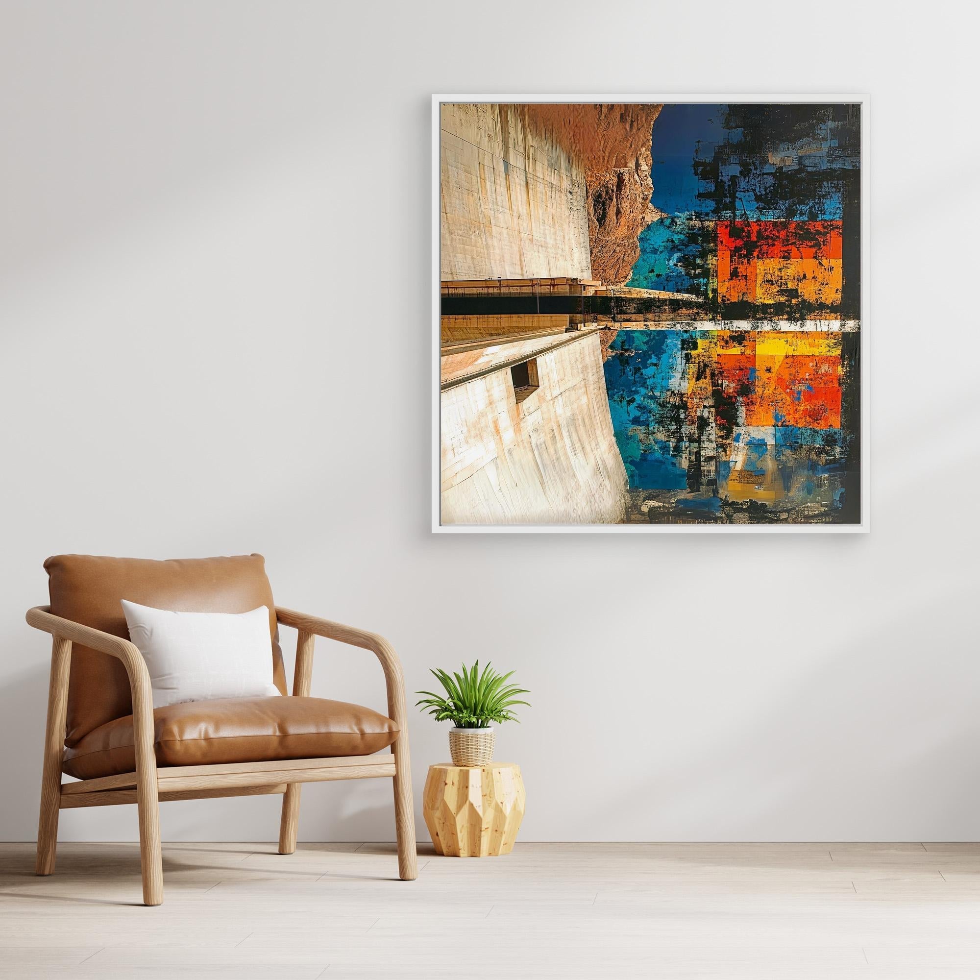 Canvas Print : Abstract Canyon Reflection Canvas Art - Bold Color and Texture modern abstract canvas wall art by Rossetti Art – luxury interior design artwork for living room, bedroom, office – Abstract Canyon Canvas Art Bold Color Wall Decor Canyon Reflection Art Print