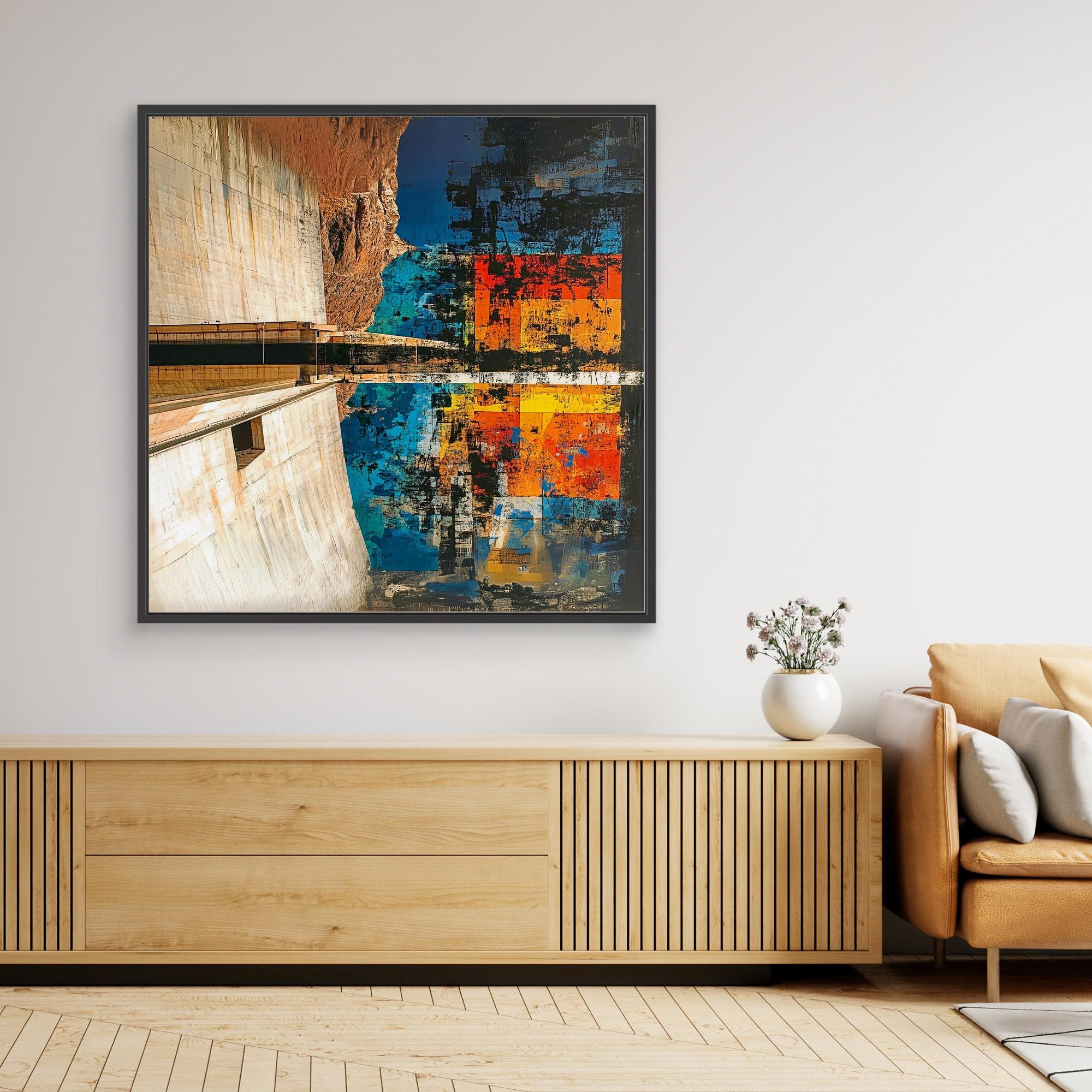 Canvas Print : Abstract Canyon Reflection Canvas Art - Bold Color and Texture modern abstract canvas wall art by Rossetti Art – luxury interior design artwork for living room, bedroom, office – Abstract Canyon Canvas Art Bold Color Wall Decor Canyon Reflection Art Print
