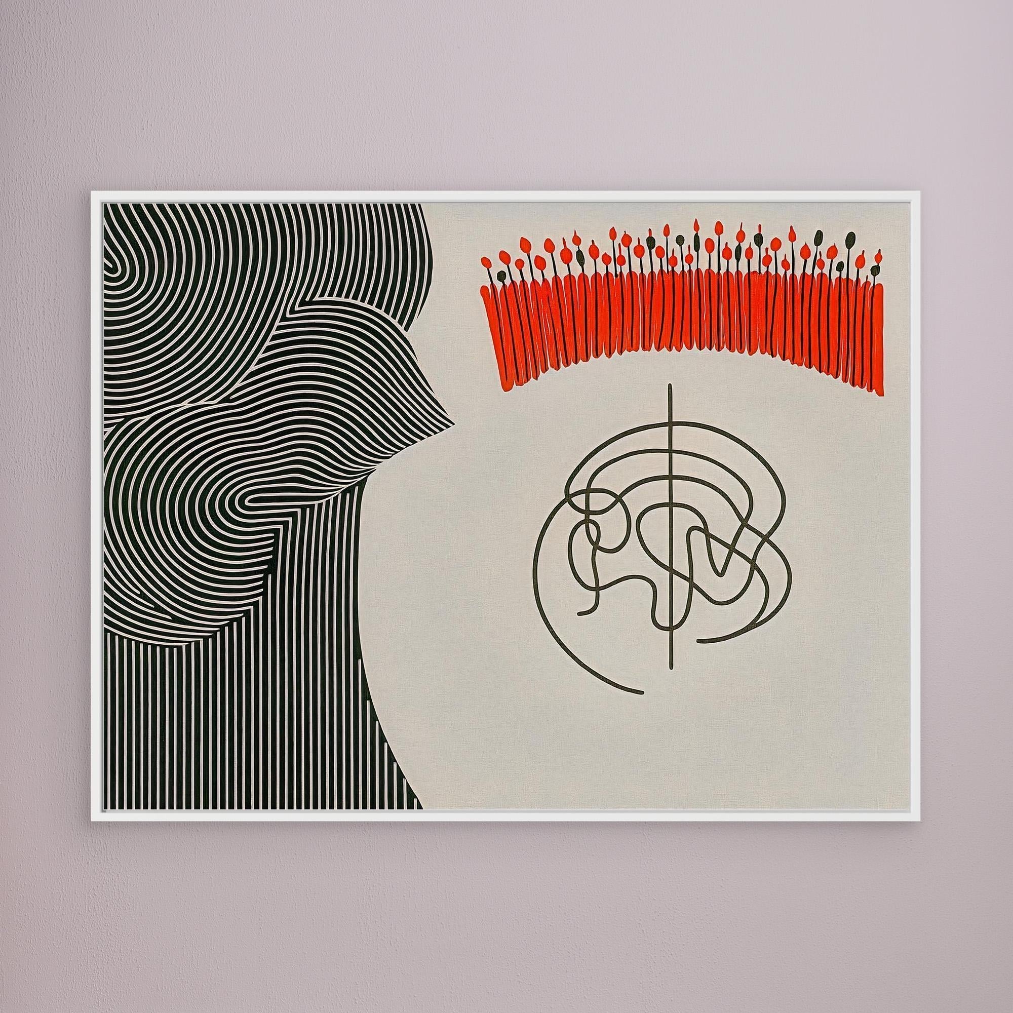 Canvas Print: Abstract Circuit – Modern Minimalist Line Art modern abstract canvas wall art by Rossetti Art – luxury interior design artwork for living room, bedroom, office – Circuit Abstract Art Creative Minimalism Modern Line Art