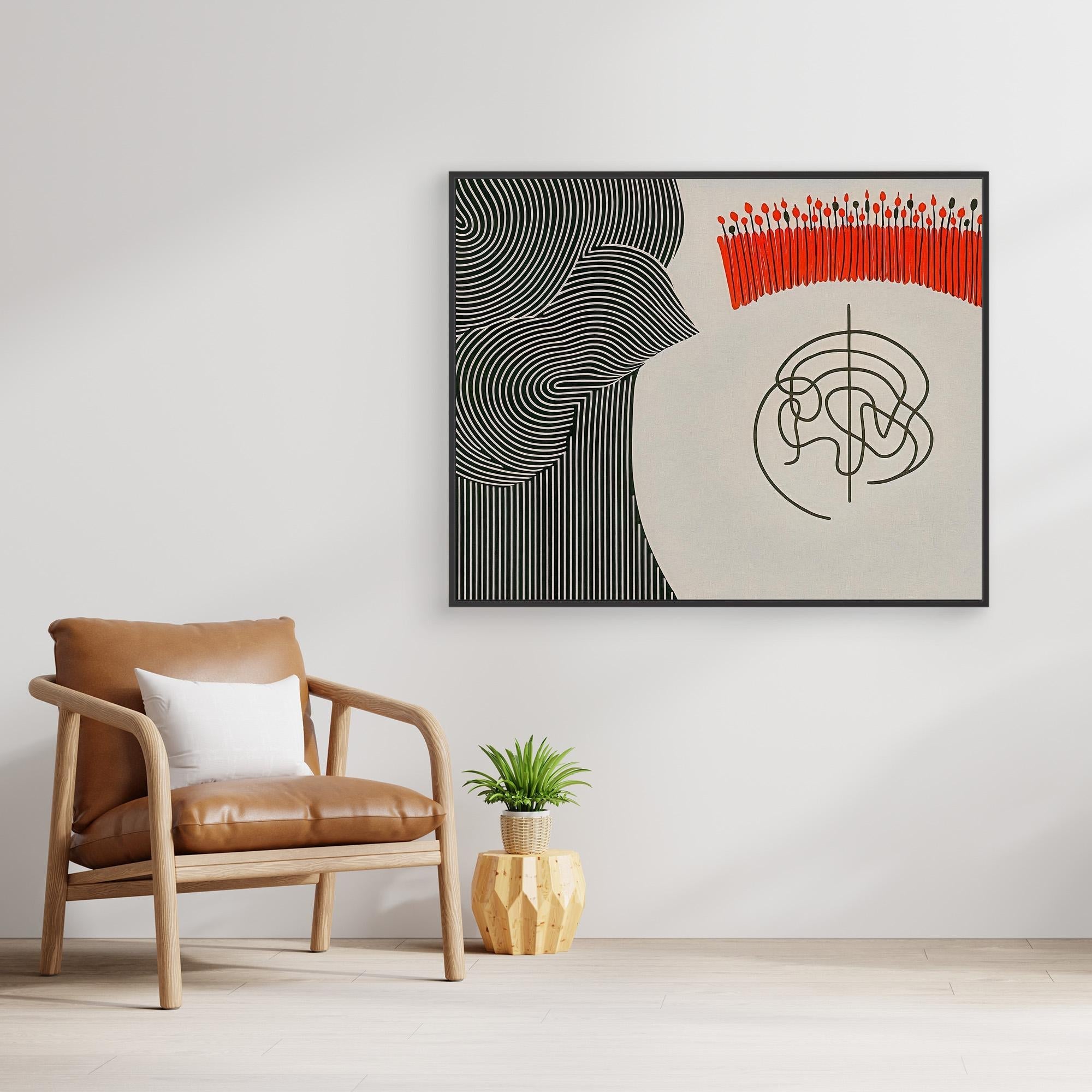 Canvas Print: Abstract Circuit – Modern Minimalist Line Art modern abstract canvas wall art by Rossetti Art – luxury interior design artwork for living room, bedroom, office – Circuit Abstract Art Creative Minimalism Modern Line Art
