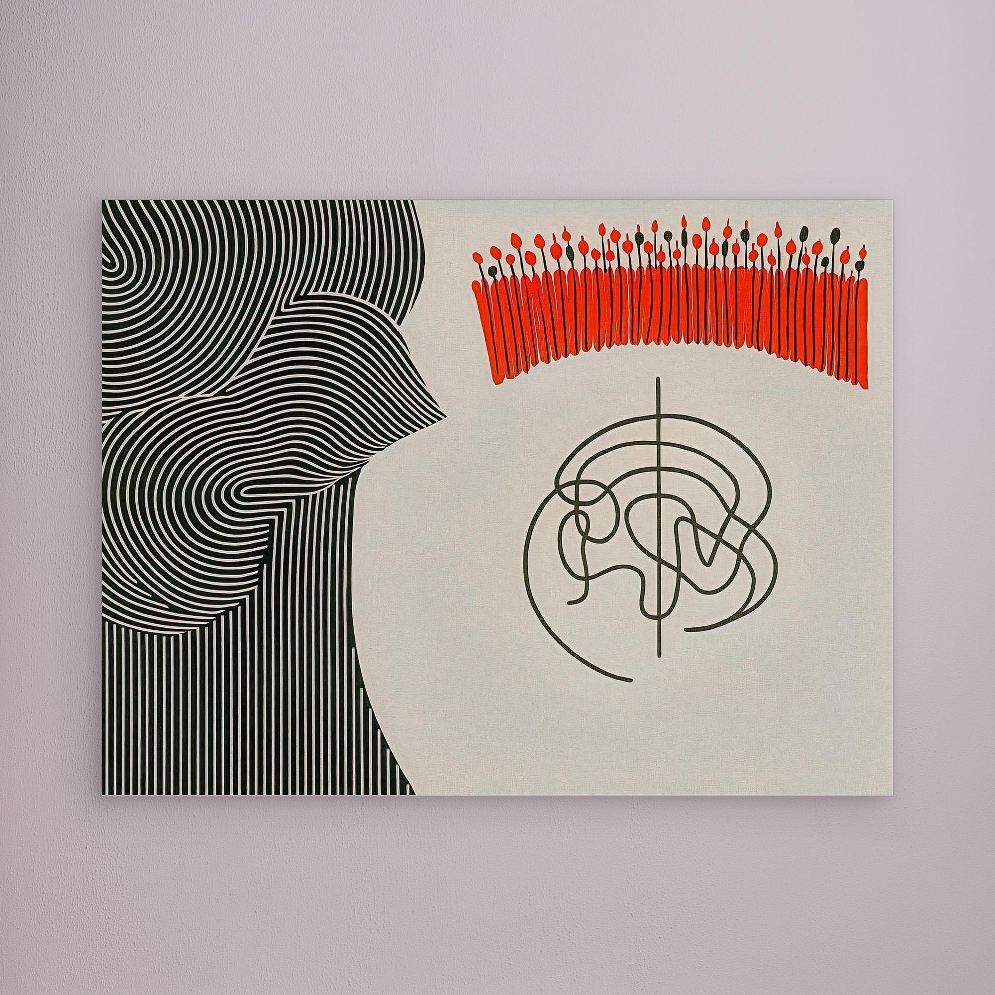 Canvas Print: Abstract Circuit – Modern Minimalist Line Art modern abstract canvas wall art by Rossetti Art – luxury interior design artwork for living room, bedroom, office – Circuit Abstract Art Creative Minimalism Modern Line Art