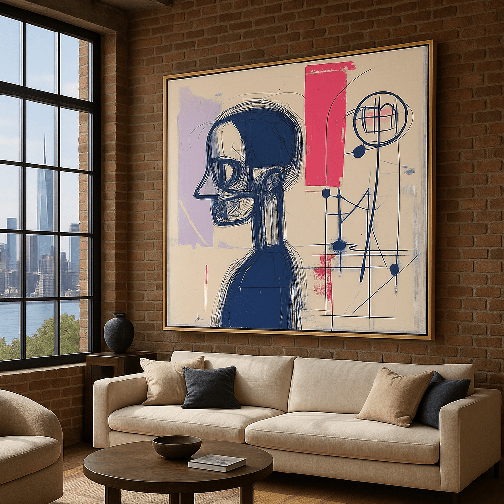 Canvas Print : "Abstract Contemplation" - Abstract Human Portrait modern abstract canvas wall art by Rossetti Art – luxury interior design artwork for living room, bedroom, office – contemporary art piece Contemporary Canvas Art Contemporary canvas print