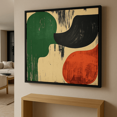 Canvas Print : Abstract Harmony – Green, Black, and Red Canvas Art | Rossetti Art