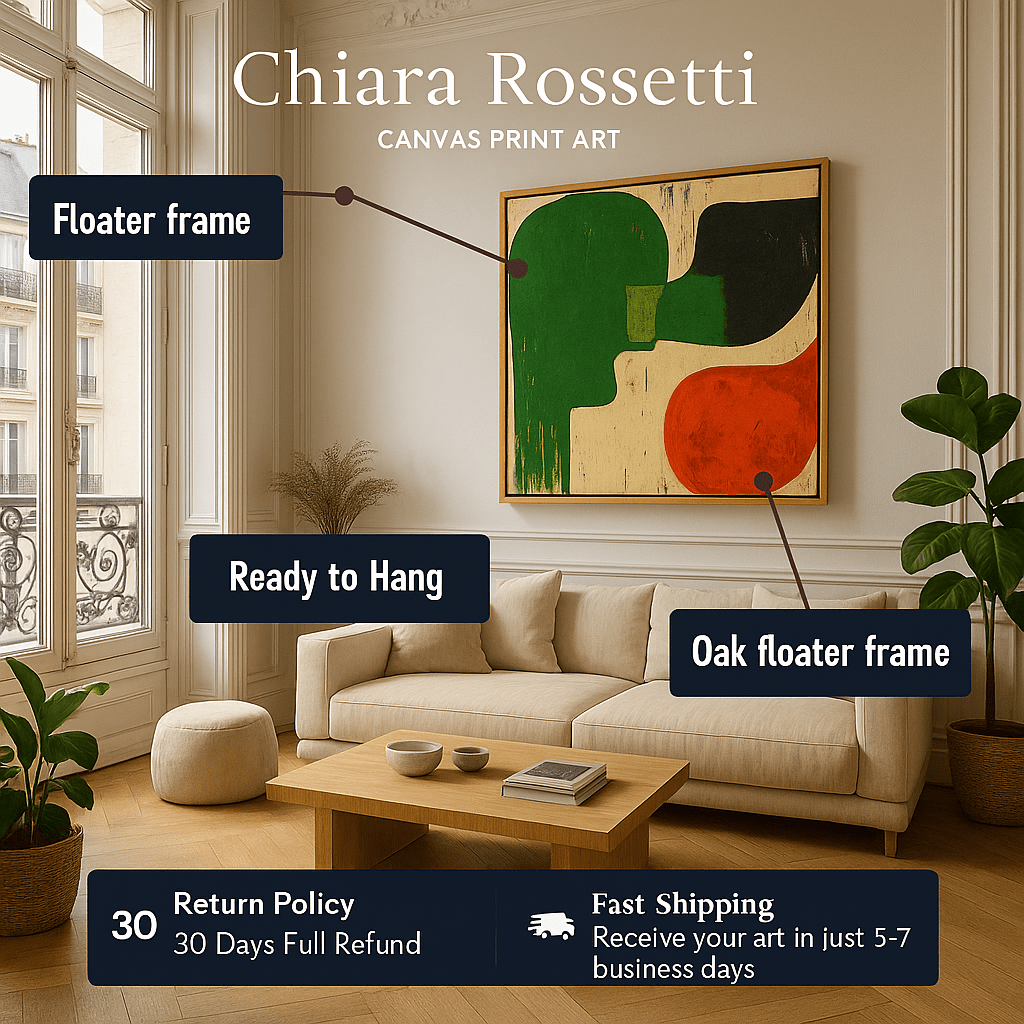 Canvas Print : Abstract Harmony – Green, Black, and Red Canvas Art modern abstract canvas wall art by Rossetti Art – luxury interior design artwork for living room, bedroom, office – Abstract artwork Abstract Harmony contemporary wall painting