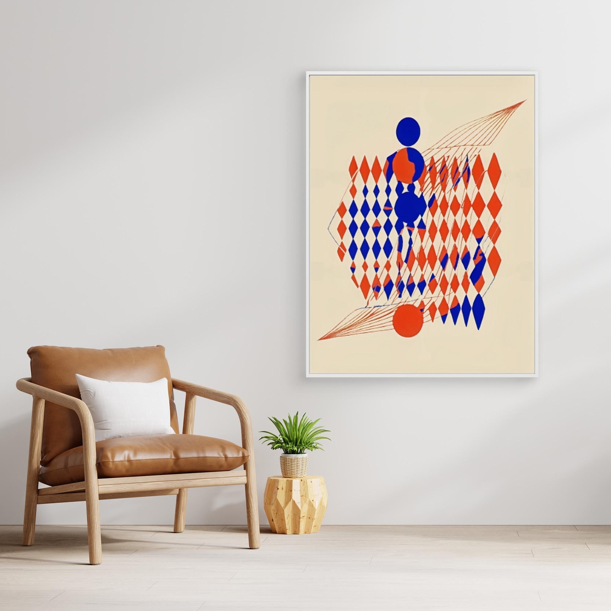 Canvas Print: Abstract Harmony Orange – Geometric Surrealist Wall Art modern abstract canvas wall art by Rossetti Art – luxury interior design artwork for living room, bedroom, office – Abstract Orange Art Geometric Surrealism Modern Surrealist Art