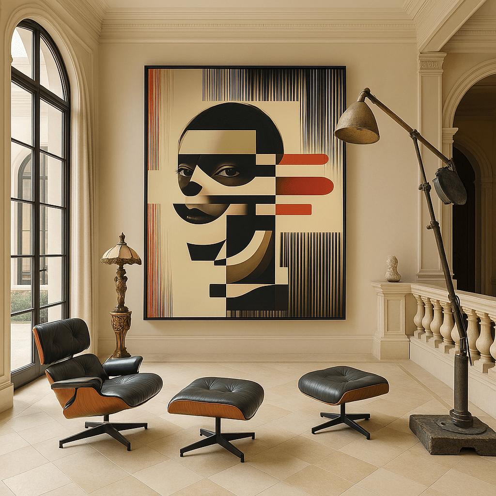 Canvas Print: "Abstract Identity" - Modern Cubist Portrait Wall Art modern abstract canvas wall art by Rossetti Art – luxury interior design artwork for living room, bedroom, office – Abstract Canvas Print canvas print for walls Contemporary canvas print