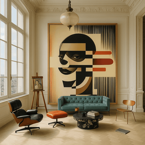 Canvas Print: "Abstract Identity" - Modern Cubist Portrait Wall Art modern abstract canvas wall art by Rossetti Art – luxury interior design artwork for living room, bedroom, office – Abstract Canvas Print canvas print for walls Contemporary canvas print