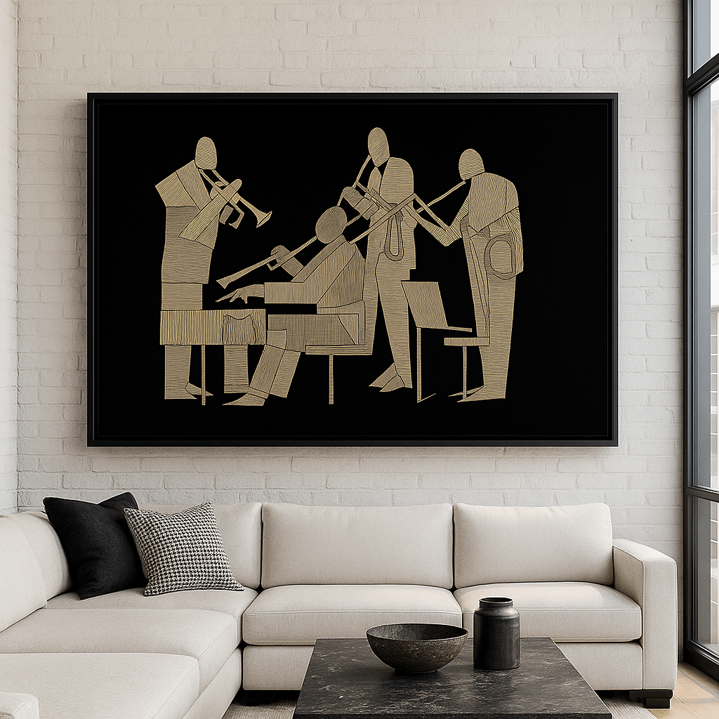Canvas Print : Abstract Jazz Vibes | Canvas Print for Music Lovers modern abstract canvas wall art by Rossetti Art – luxury interior design artwork for living room, bedroom, office – horizontal art print horizontal canvas print horizontal canvas prints