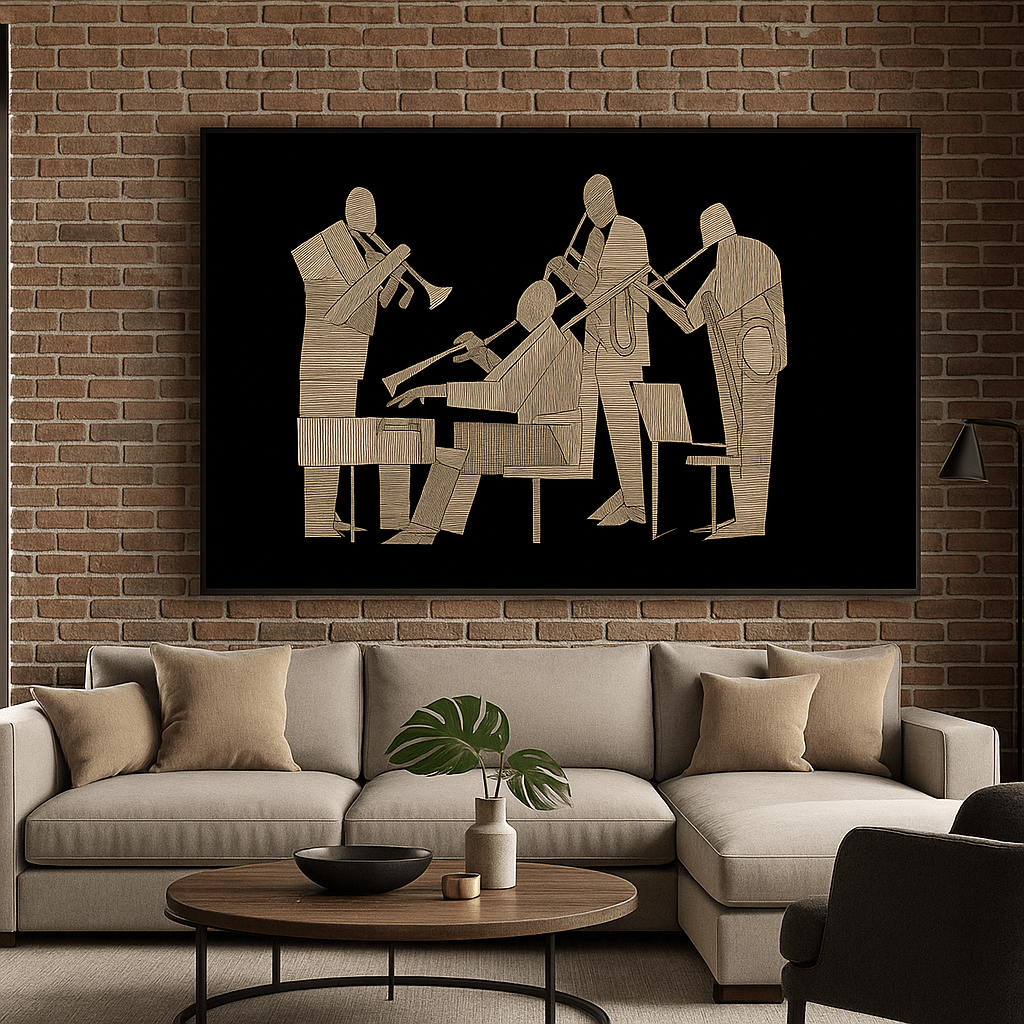 Canvas Print : Abstract Jazz Vibes | Canvas Print for Music Lovers modern abstract canvas wall art by Rossetti Art – luxury interior design artwork for living room, bedroom, office – horizontal art print horizontal canvas print horizontal canvas prints