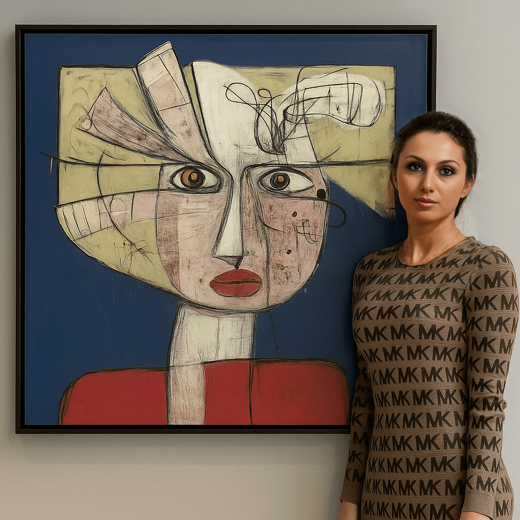 Canvas Print : "Abstract Muse" modern abstract canvas wall art by Rossetti Art – luxury interior design artwork for living room, bedroom, office – abstract portrait print artistic cubist poster bold art print for home