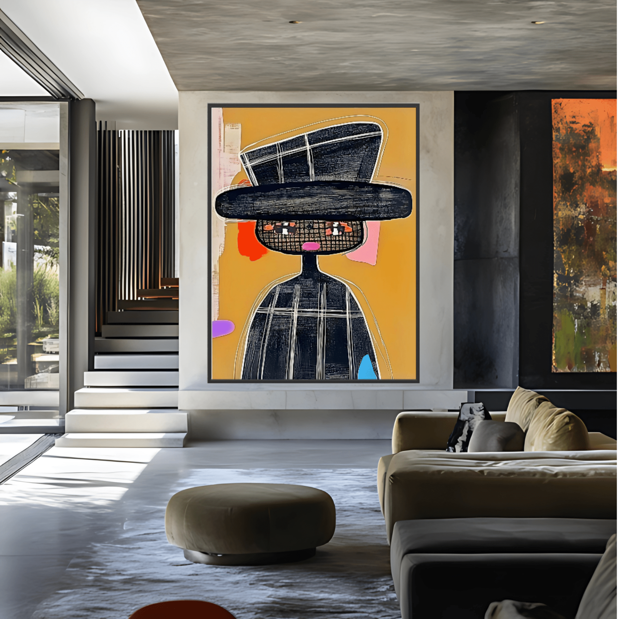 Canvas Print: "Abstract Noir" – Modern Expressionist Portrait modern abstract canvas wall art by Rossetti Art – luxury interior design artwork for living room, bedroom, office – Contemporary Abstract Art Contemporary Abstract Design contemporary abstract portrait