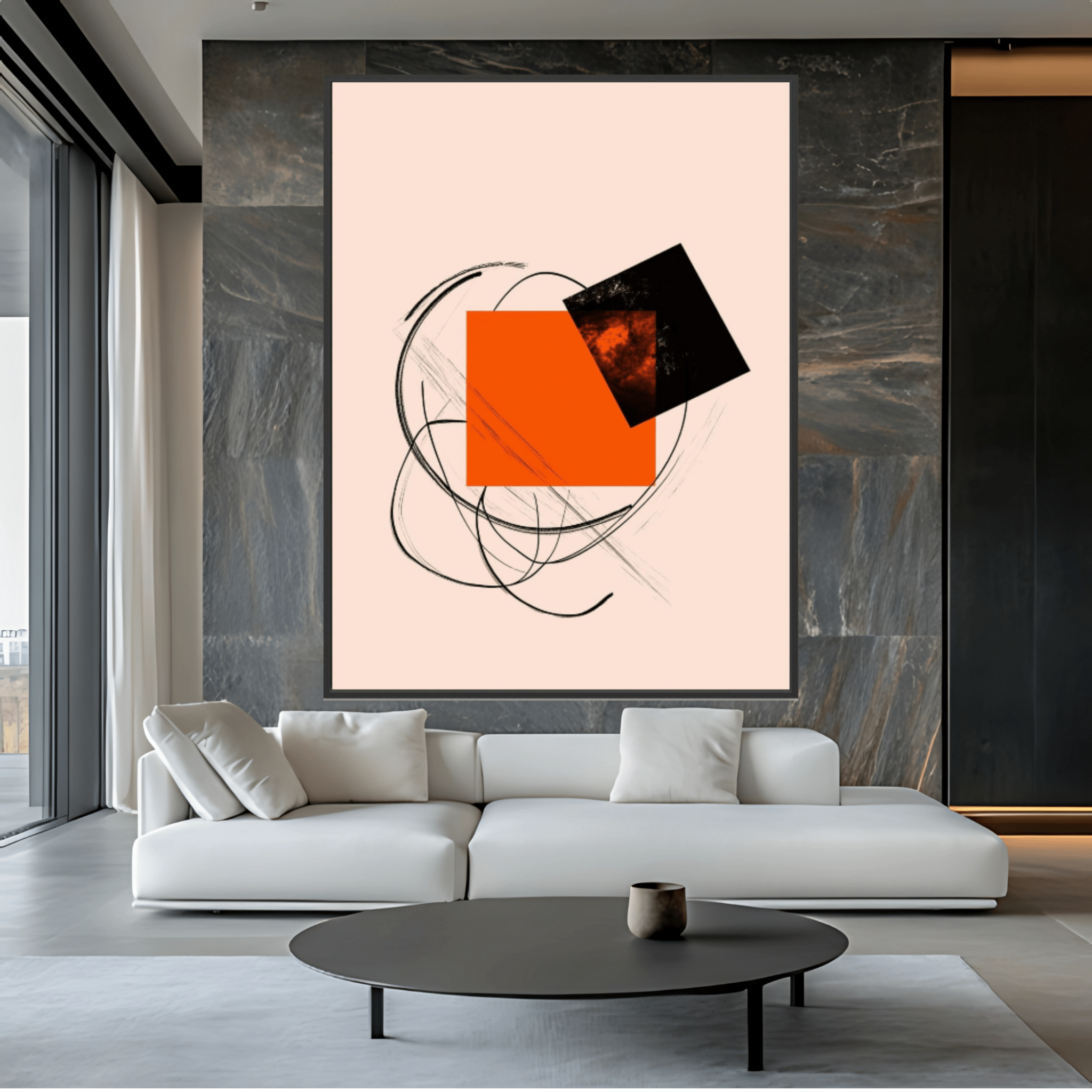 Canvas Print: "Abstract Pink Motion" - Modern Geometric Wall Art modern abstract canvas wall art by Rossetti Art – luxury interior design artwork for living room, bedroom, office – Contemporary Art for Sale contemporary art piece Contemporary Canvas Art