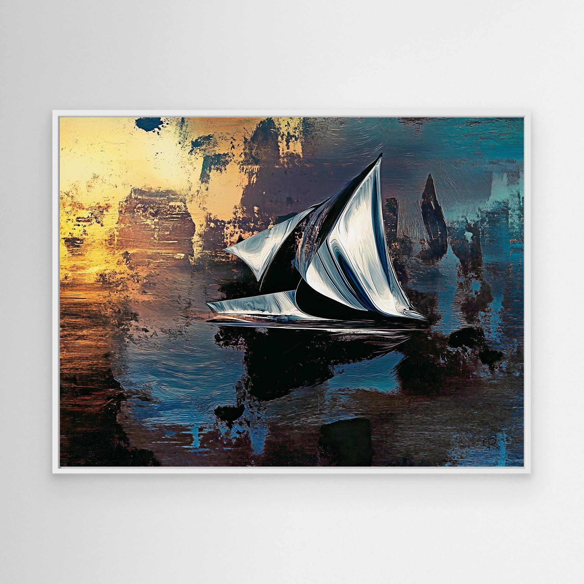 Canvas Print : Abstract Sailboat Canvas Art - HD PRINT - WITH SIGN modern abstract canvas wall art by Rossetti Art – luxury interior design artwork for living room, bedroom, office – Canvas