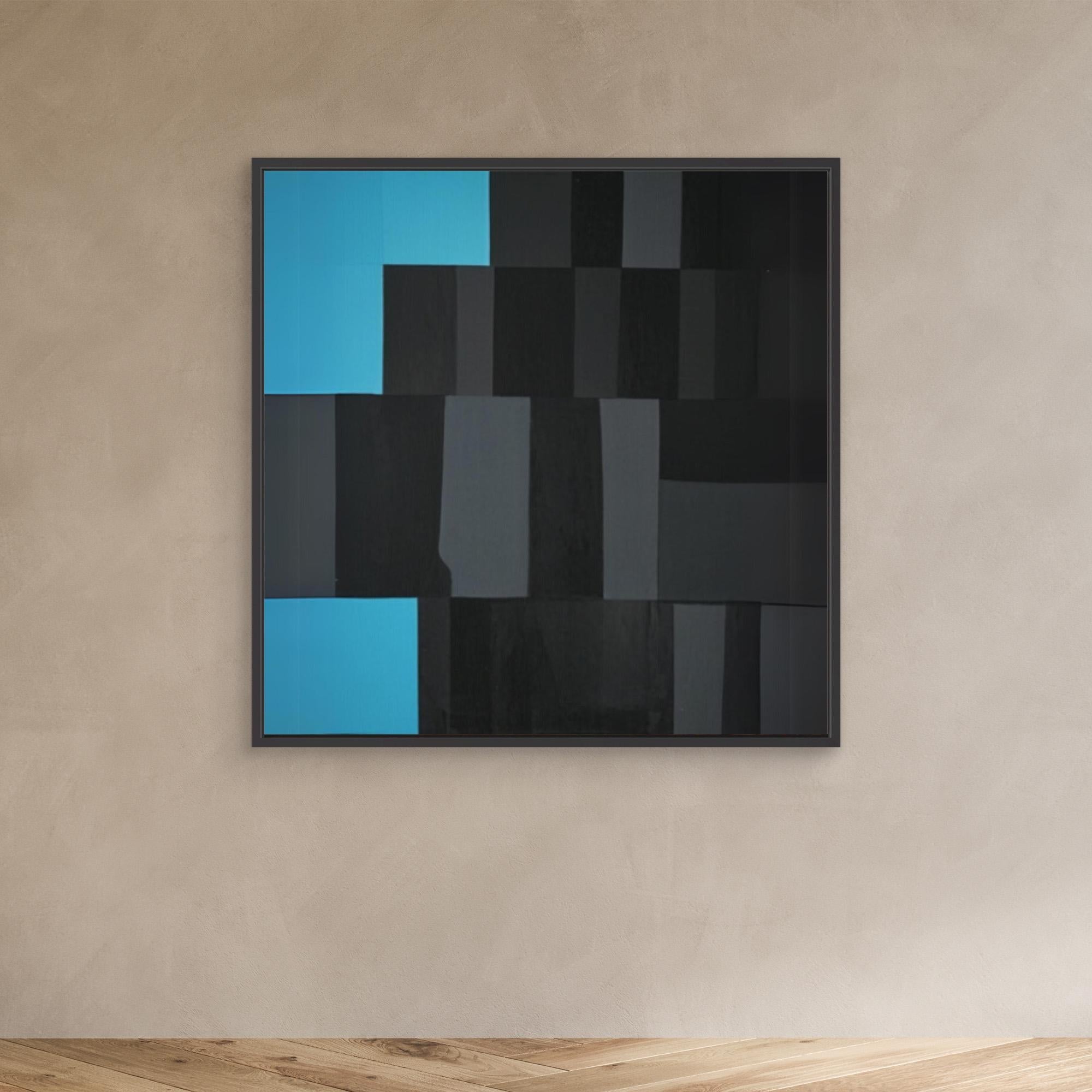 Canvas Print: "Abstract Symphony in Black and Blue" modern abstract canvas wall art by Rossetti Art – luxury interior design artwork for living room, bedroom, office – Black and Blue Canvas