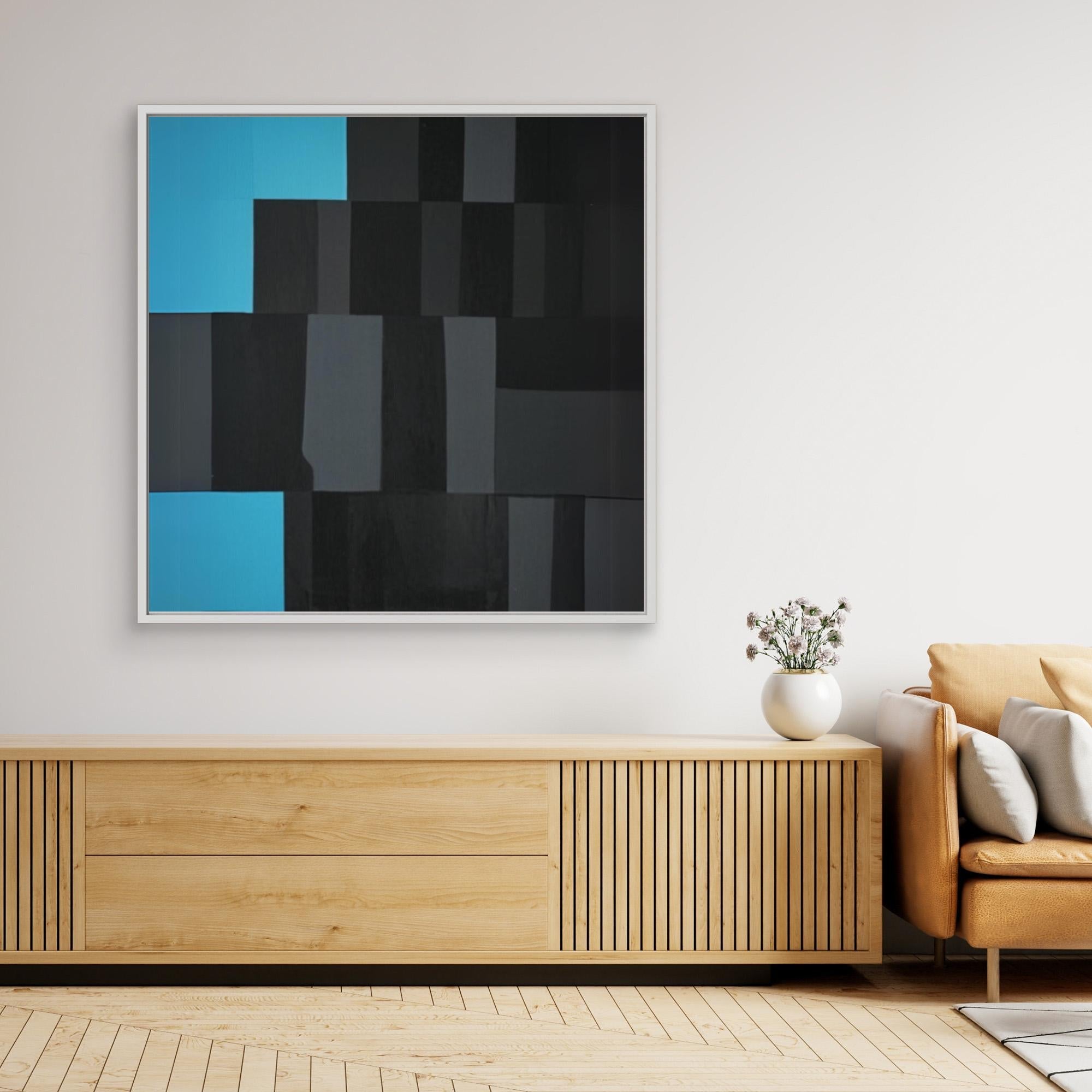Canvas Print: "Abstract Symphony in Black and Blue" modern abstract canvas wall art by Rossetti Art – luxury interior design artwork for living room, bedroom, office – Black and Blue Canvas