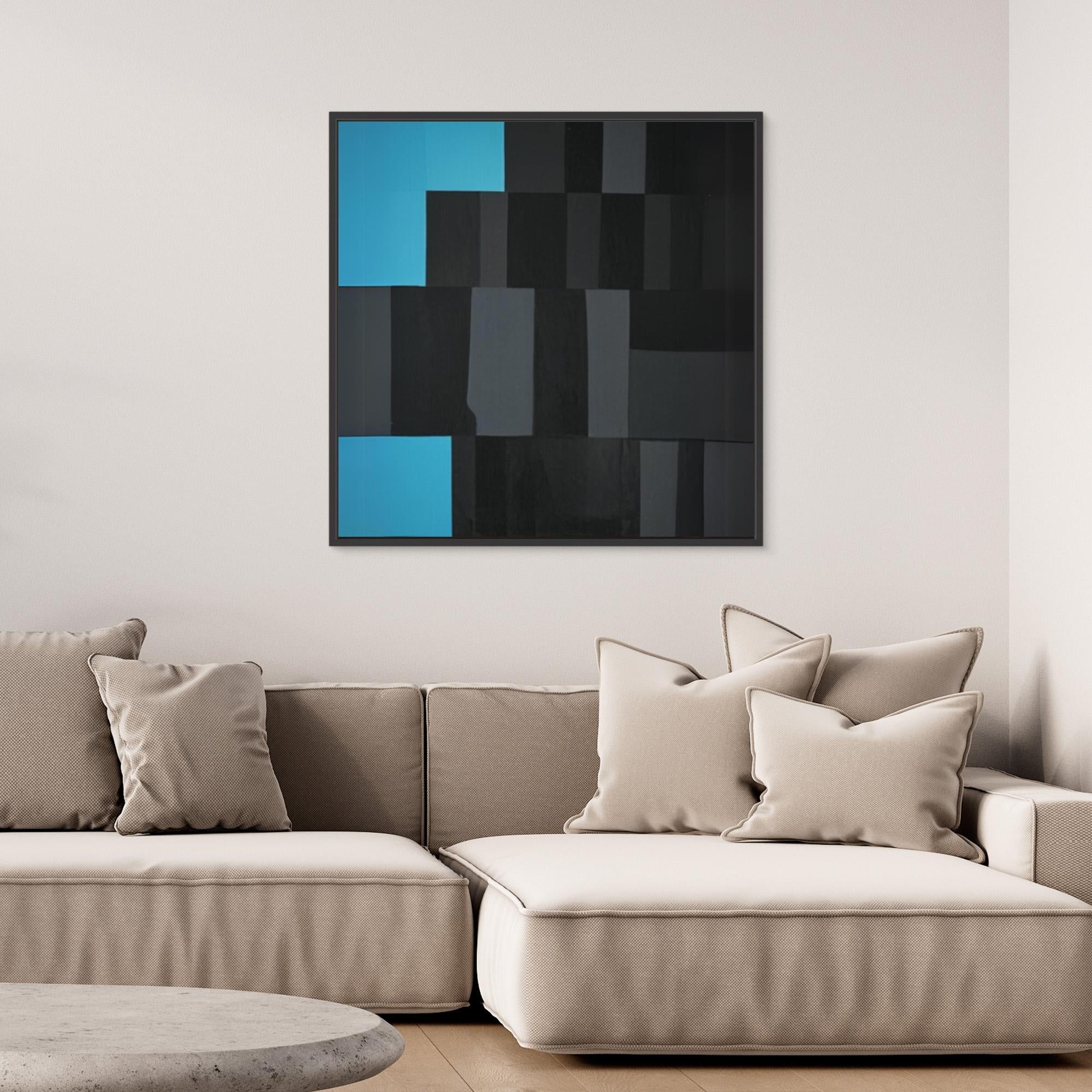Canvas Print: "Abstract Symphony in Black and Blue" modern abstract canvas wall art by Rossetti Art – luxury interior design artwork for living room, bedroom, office – Black and Blue Canvas