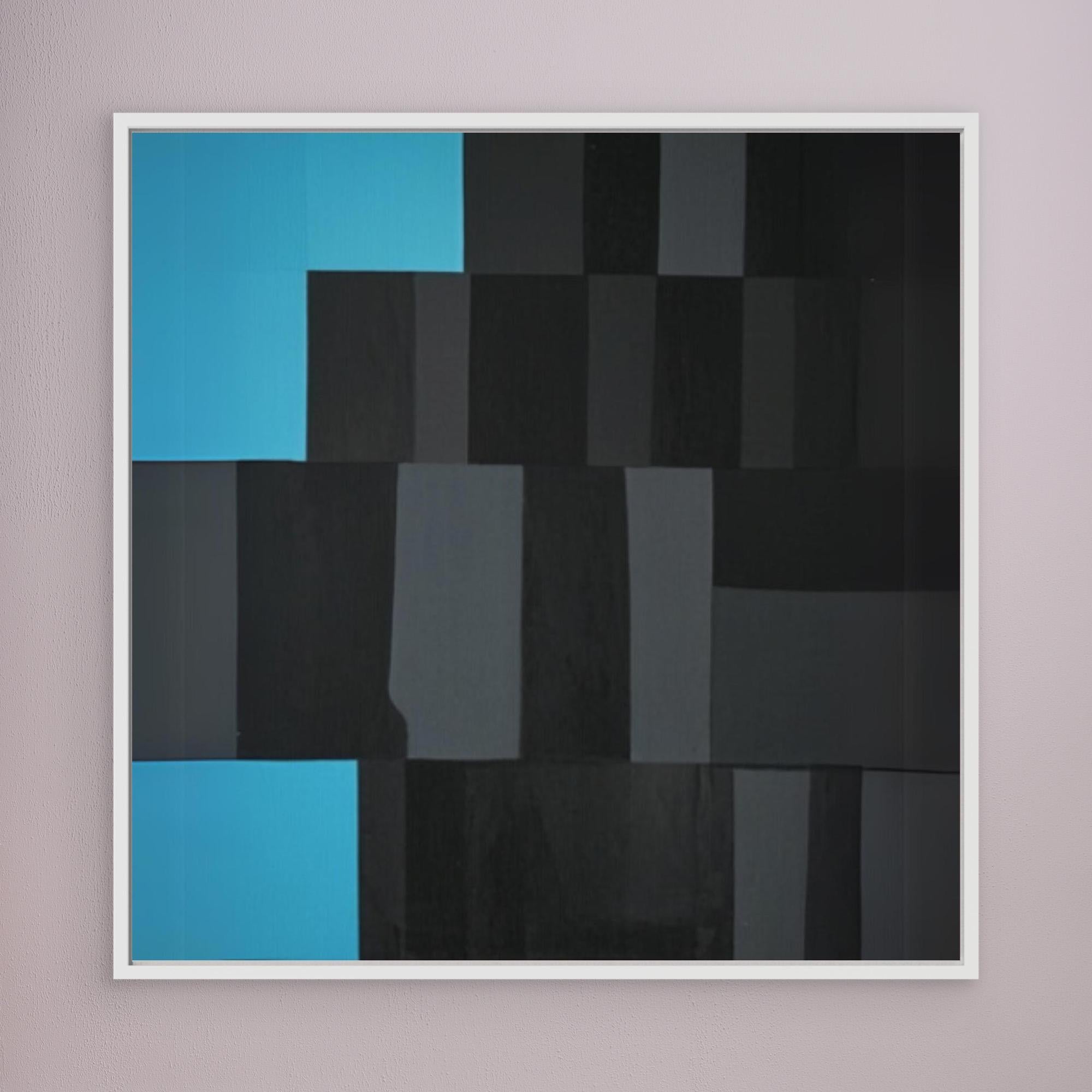 Canvas Print: "Abstract Symphony in Black and Blue" modern abstract canvas wall art by Rossetti Art – luxury interior design artwork for living room, bedroom, office – Black and Blue Canvas