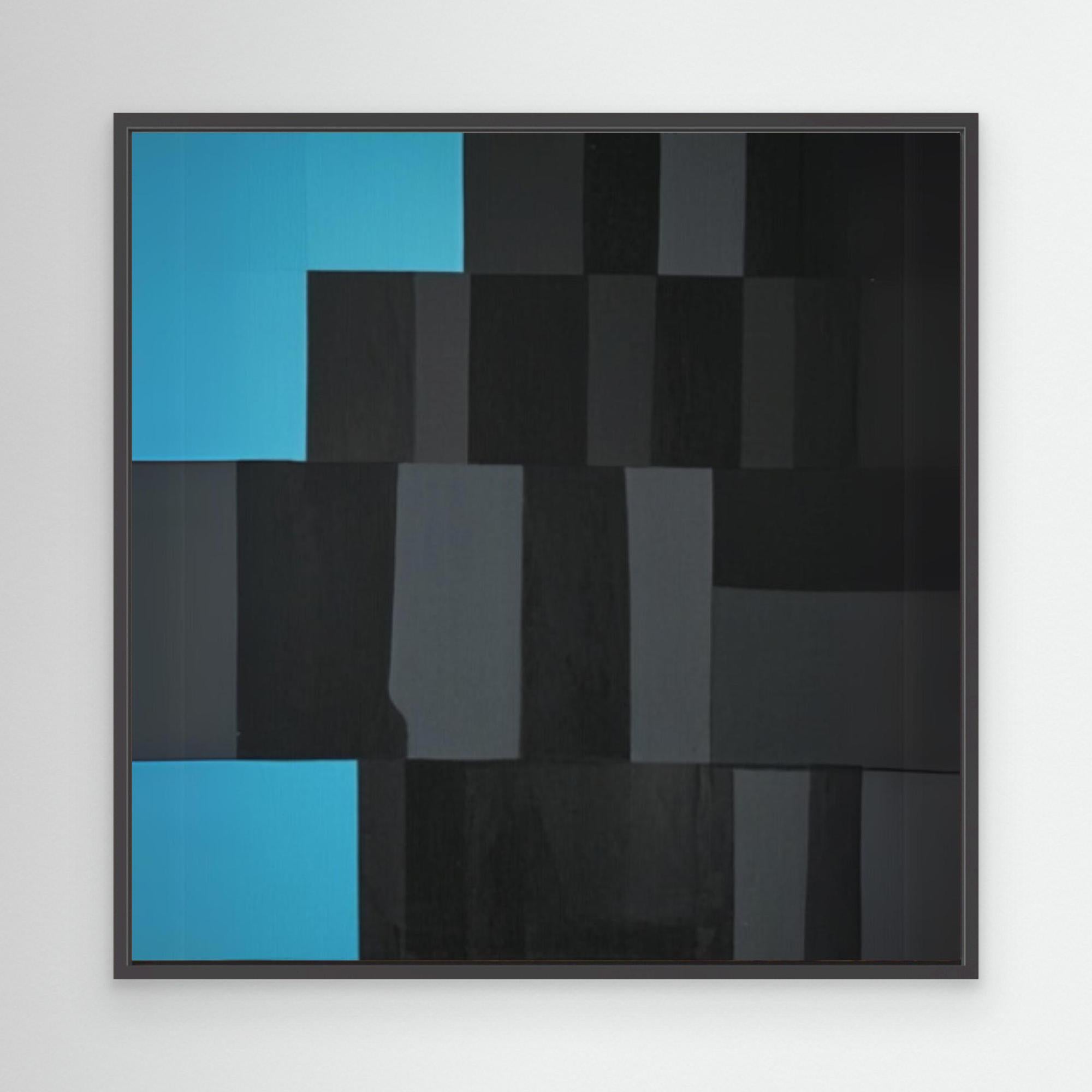 Canvas Print: "Abstract Symphony in Black and Blue" modern abstract canvas wall art by Rossetti Art – luxury interior design artwork for living room, bedroom, office – Black and Blue Canvas