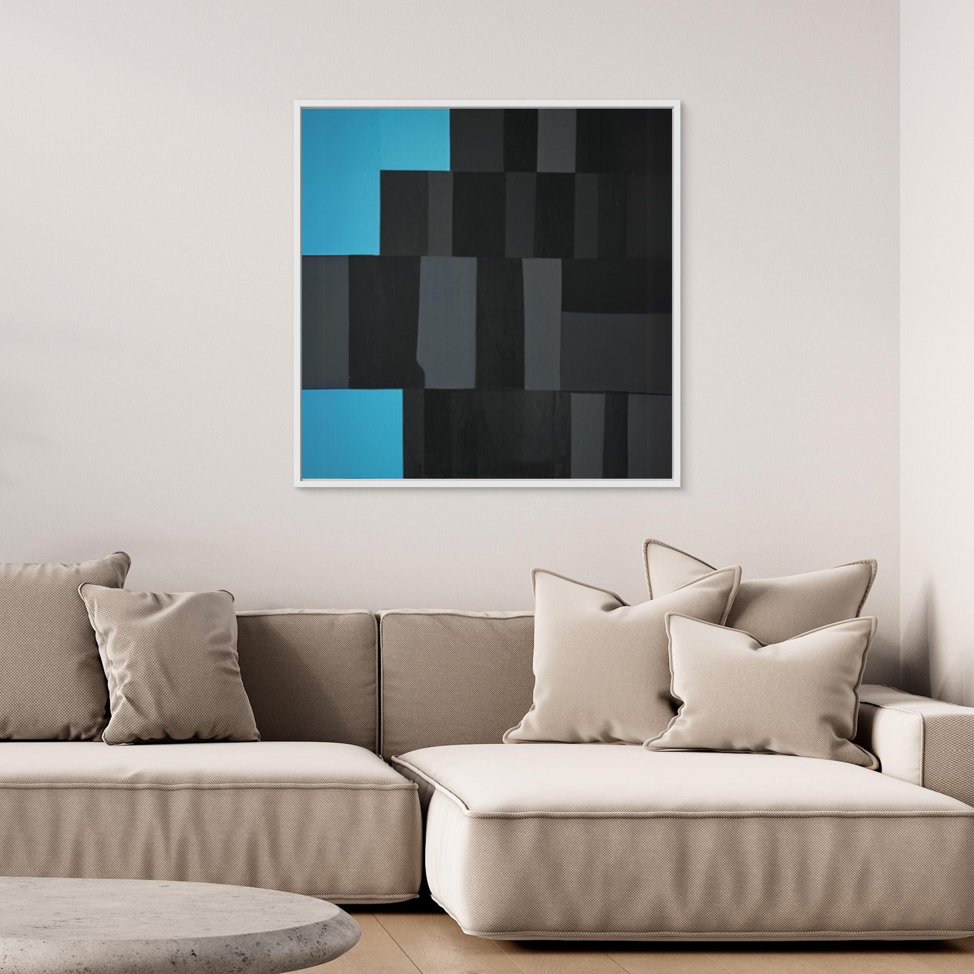 Canvas Print: "Abstract Symphony in Black and Blue" modern abstract canvas wall art by Rossetti Art – luxury interior design artwork for living room, bedroom, office – Black and Blue Canvas