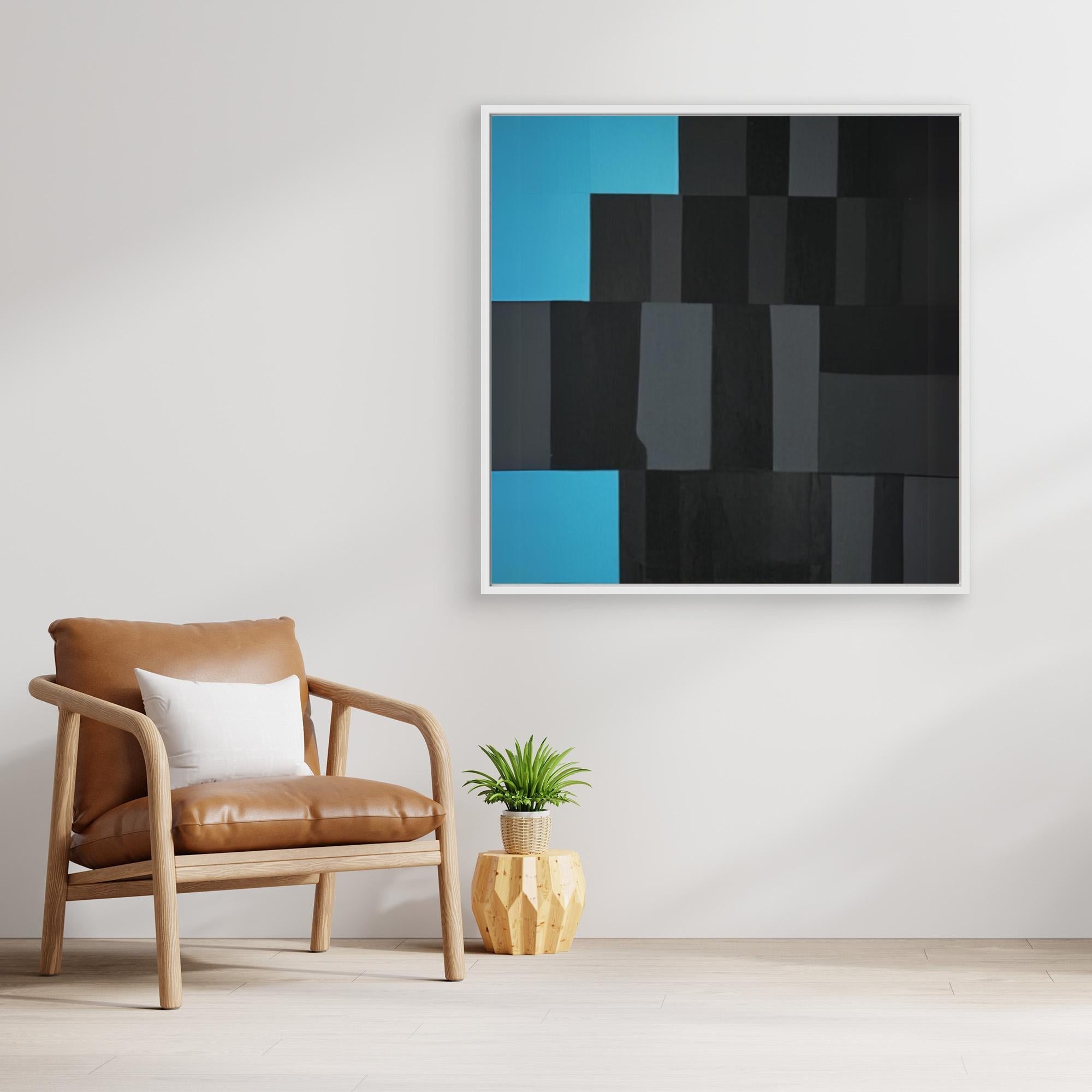 Canvas Print: "Abstract Symphony in Black and Blue" modern abstract canvas wall art by Rossetti Art – luxury interior design artwork for living room, bedroom, office – Black and Blue Canvas