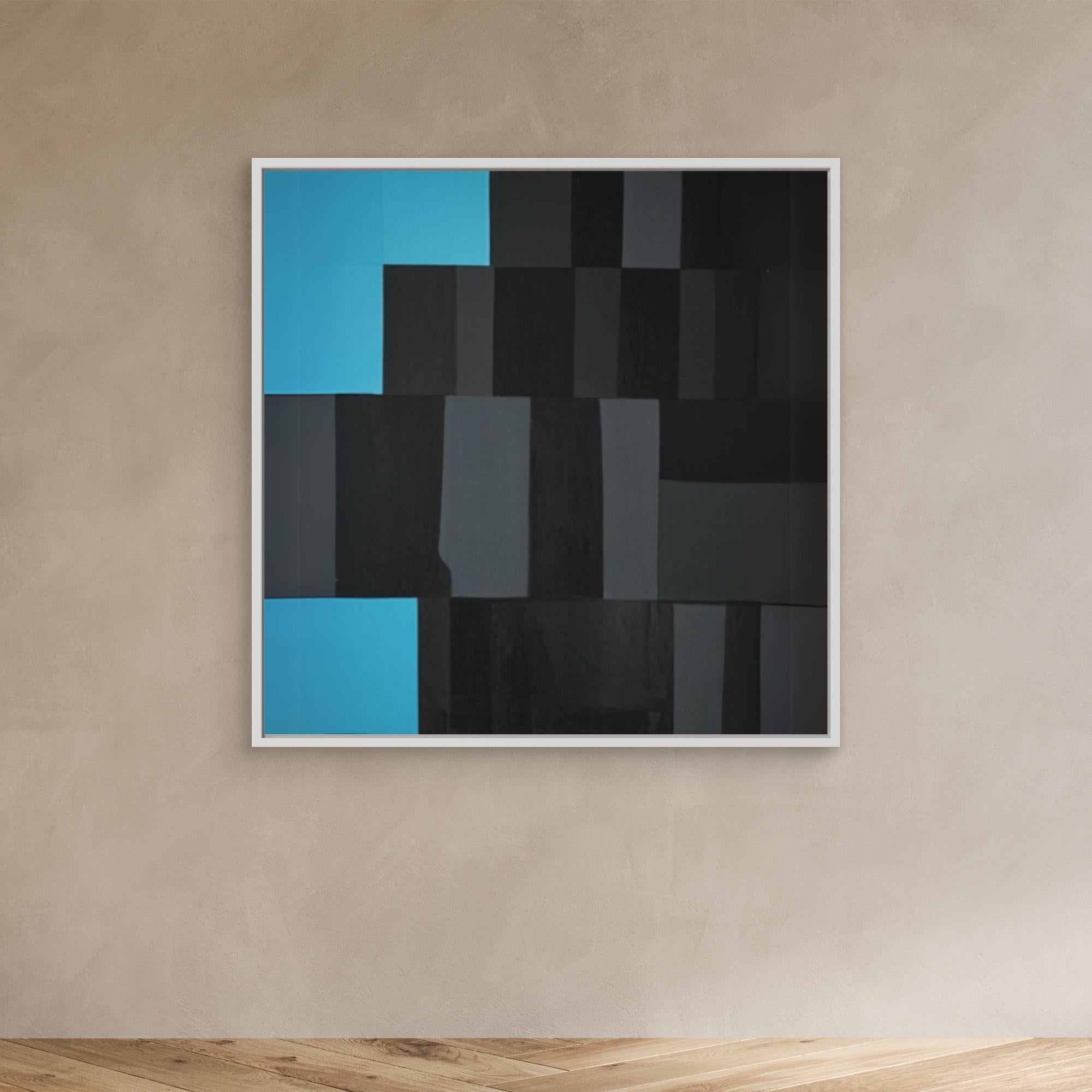 Canvas Print: "Abstract Symphony in Black and Blue" modern abstract canvas wall art by Rossetti Art – luxury interior design artwork for living room, bedroom, office – Black and Blue Canvas
