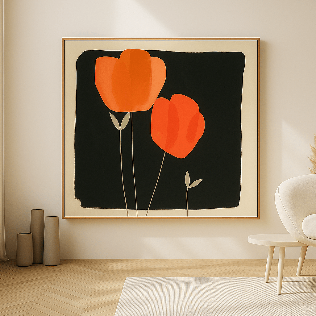 Canvas Print: Amber Blossoms – Modern Minimalist Floral Canvas Print |  Luxury Wall Art by Chiara Rossetti | Abstract Canvas Wall Art for Modern  Interiors by Rossetti Art