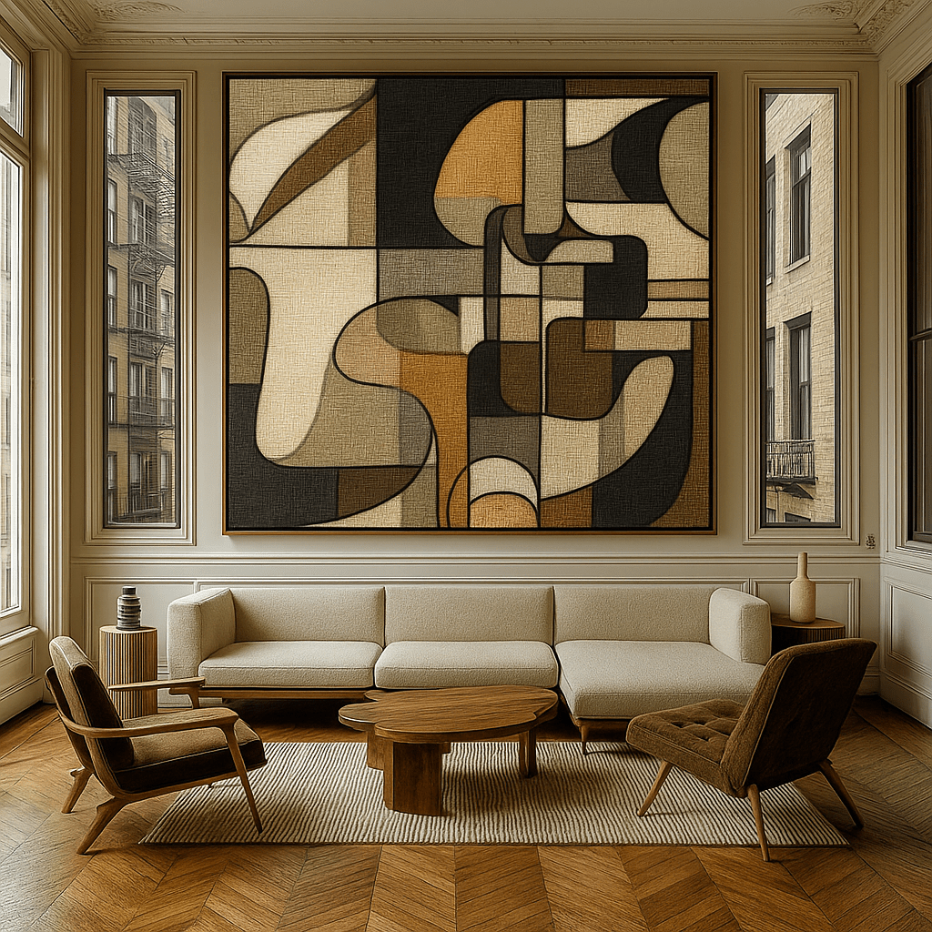 Canvas Print: Amber Flow – Abstract Geometric Canvas Print | Modern Luxury Wall Art modern abstract canvas wall art by Rossetti Art – luxury interior design artwork for living room, bedroom, office – abstract wall art contemporary wall design framed abstract canvas