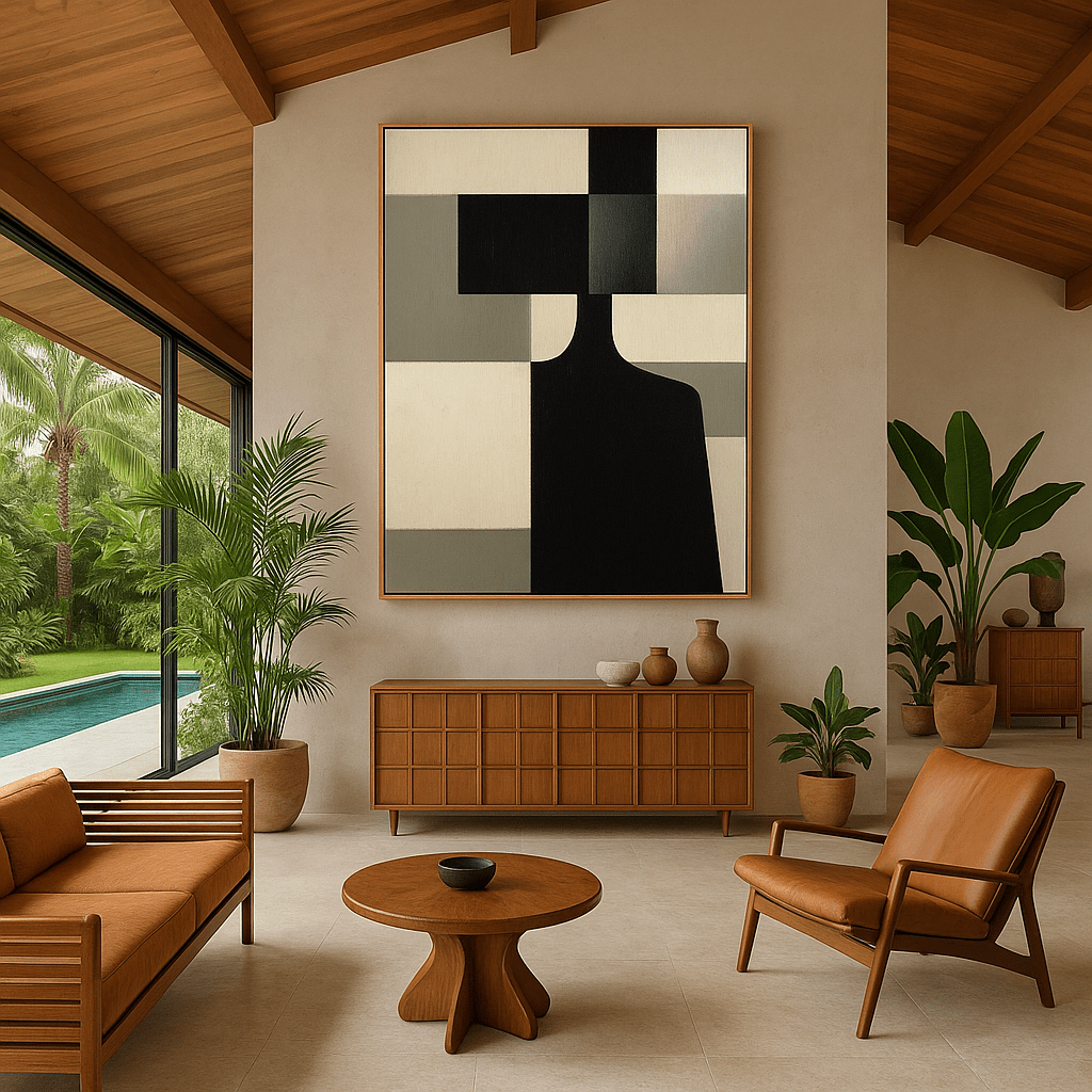 Canvas Print : Architect of Silence – Neutral Abstract Modern Geometric Canvas Art modern abstract canvas wall art by Rossetti Art – luxury interior design artwork for living room, bedroom, office – Black And White Art Black and white artwork black and white canvas