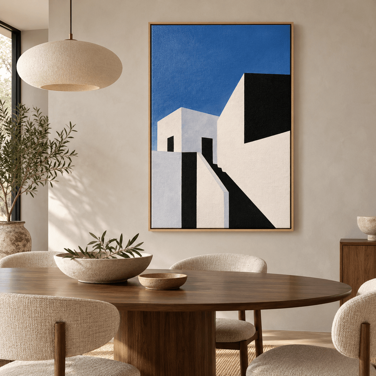 Architectural Wall Art Canvas Print – Cobalt Whitewash in a dining room by Rossetti Art