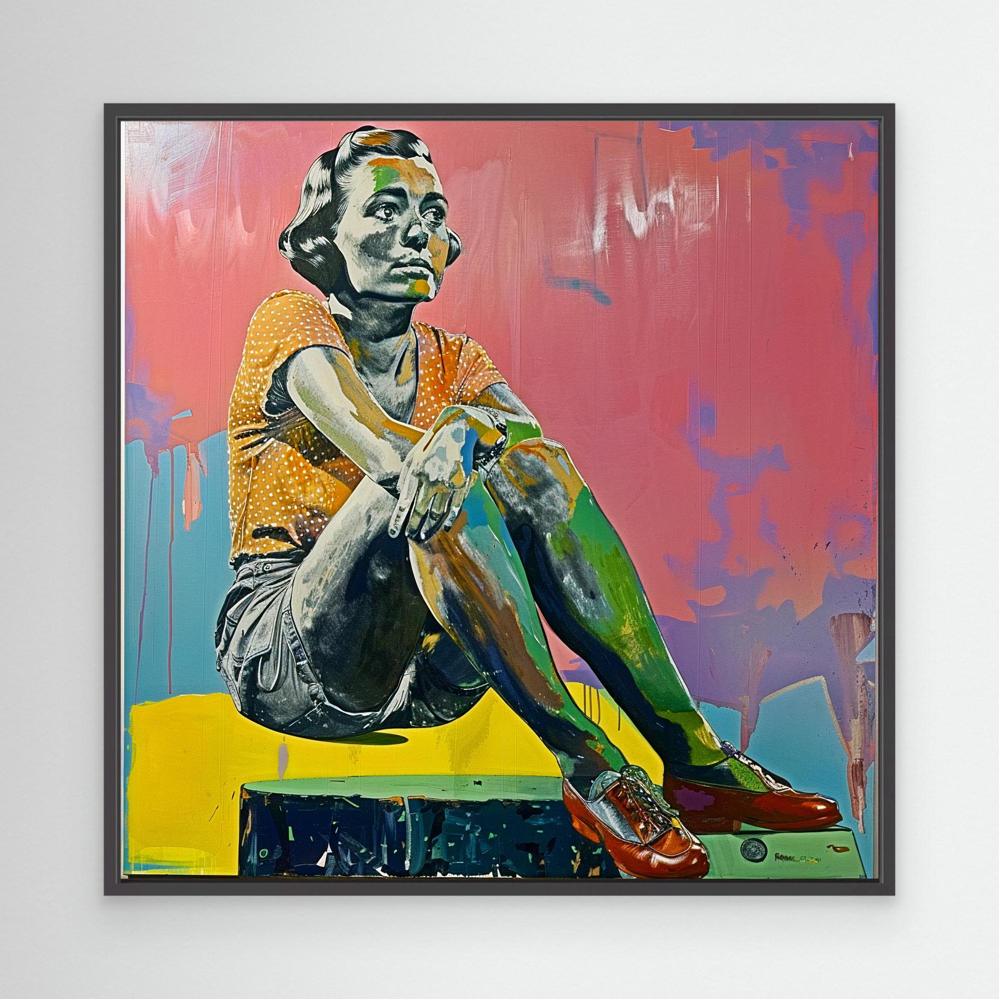 Canvas Print Art: Modern Muse - Vintage Pop Art Prints modern abstract canvas wall art by Rossetti Art – luxury interior design artwork for living room, bedroom, office – abstract woman painting Colorful woman portrait Contemporary Canvas Prints