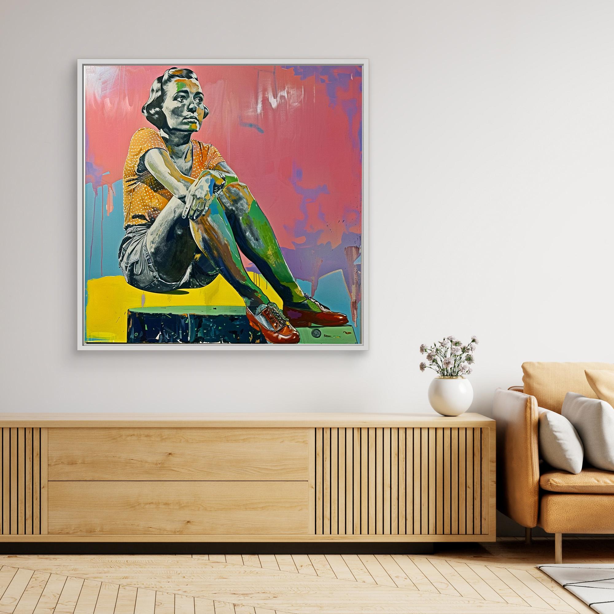 Canvas Print Art: Modern Muse - Vintage Pop Art Prints modern abstract canvas wall art by Rossetti Art – luxury interior design artwork for living room, bedroom, office – abstract woman painting Colorful woman portrait Contemporary Canvas Prints