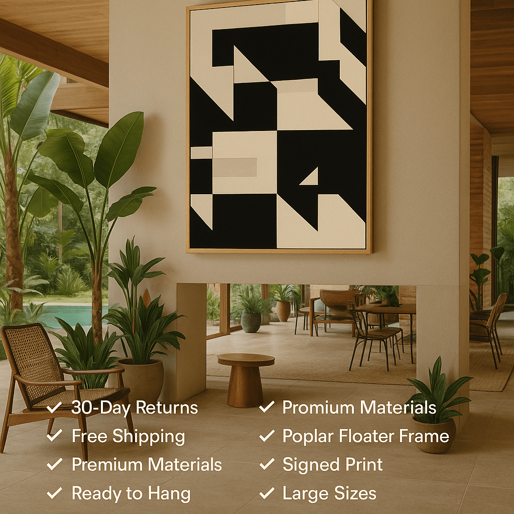 Canvas Print : Ascent in Silence – Black & Beige Geometric Vertical Canvas Art modern abstract canvas wall art by Rossetti Art – luxury interior design artwork for living room, bedroom, office – black and beige wall art Black And White Art Black and white artwork