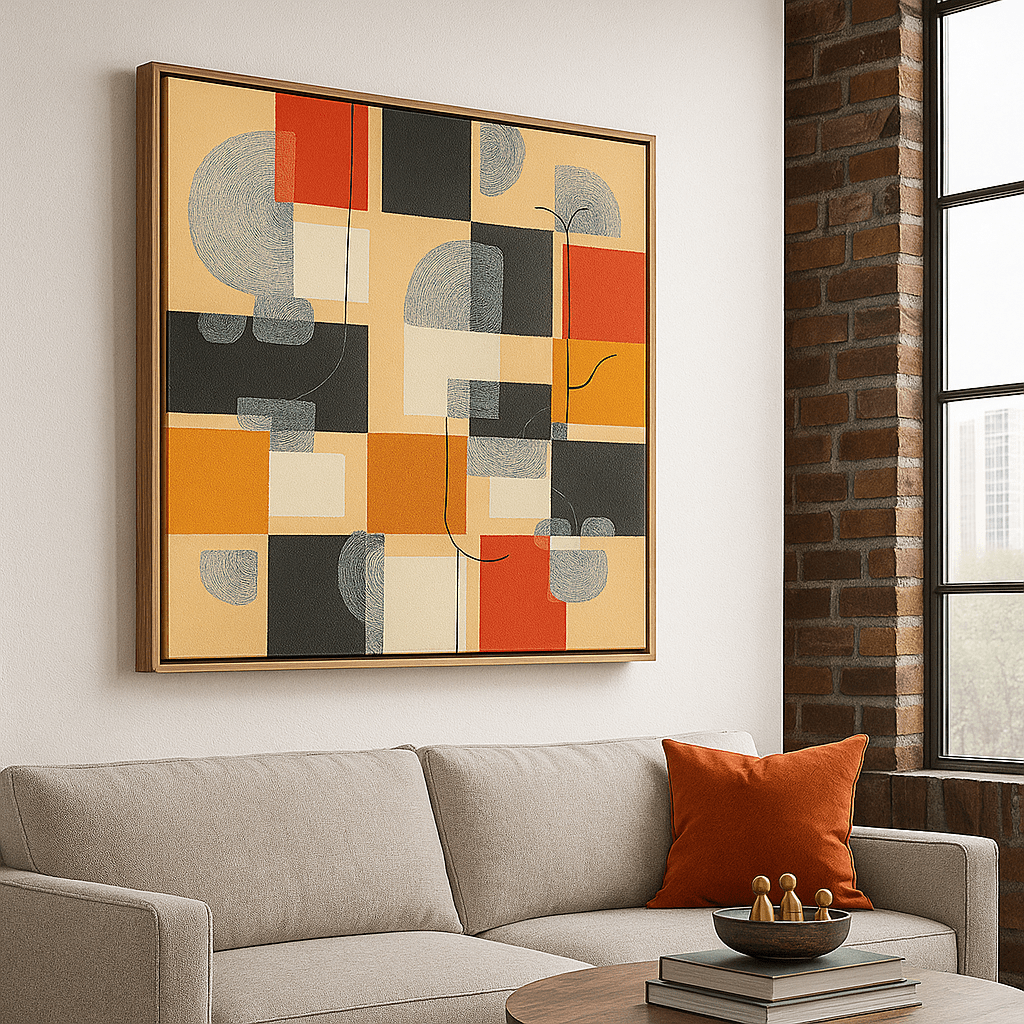 Canvas Print : Atomic Pulse – Modern Retro Abstract Print in Warm Tones - Chiara Rossetti