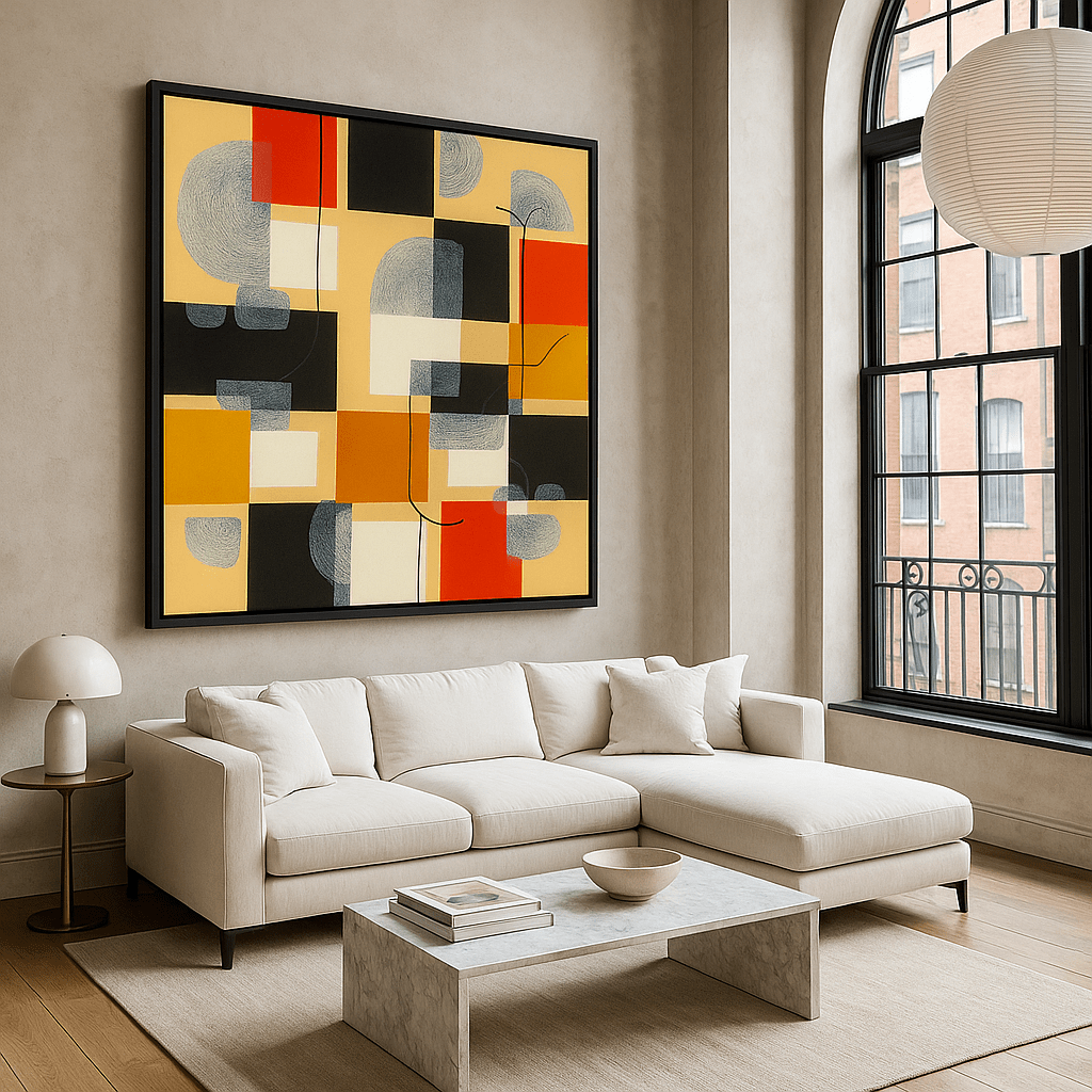 Canvas Print : Atomic Pulse – Modern Retro Abstract Print in Warm Tones - Chiara Rossetti