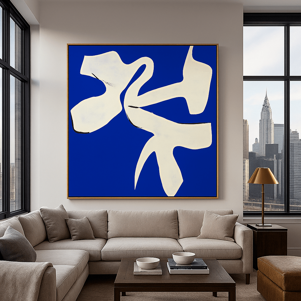 Canvas Print: Azure Flow – Abstract Minimalist Canvas Print for Modern Interiors modern abstract canvas wall art by Rossetti Art – luxury interior design artwork for living room, bedroom, office – abstract wall art canvas print art Chiara Rossetti
