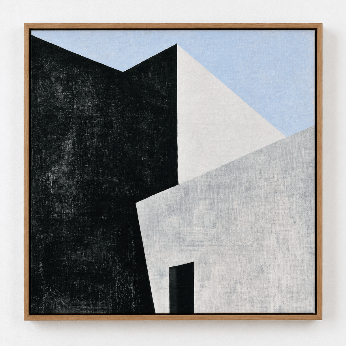 Black and Grey Wall Art Canvas Print – Graphite Monolith square canvas by Rossetti Art
