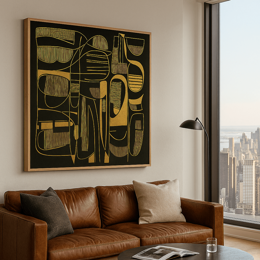 Canvas Print: Black & Gold Ethereal Flow – Abstract Black Gold Canvas Art modern abstract canvas wall art by Rossetti Art – luxury interior design artwork for living room, bedroom, office – Contemporary Art for Sale Contemporary Canvas Art Contemporary canvas print