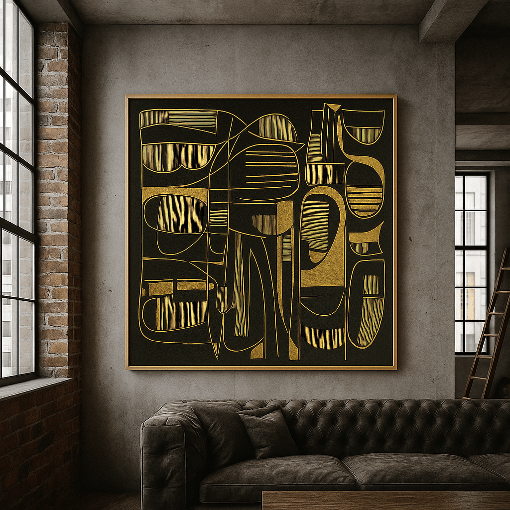 Canvas Print: Black & Gold Ethereal Flow – Abstract Black Gold Canvas Art modern abstract canvas wall art by Rossetti Art – luxury interior design artwork for living room, bedroom, office – Contemporary Art for Sale Contemporary Canvas Art Contemporary canvas print