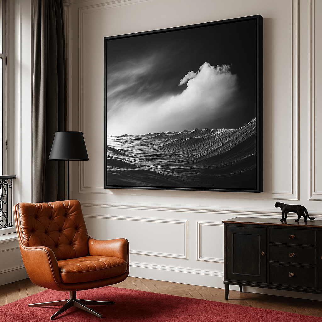 Canvas Print : Black Ocean - Black and White Ocean Canvas Print - Chiara Rossetti