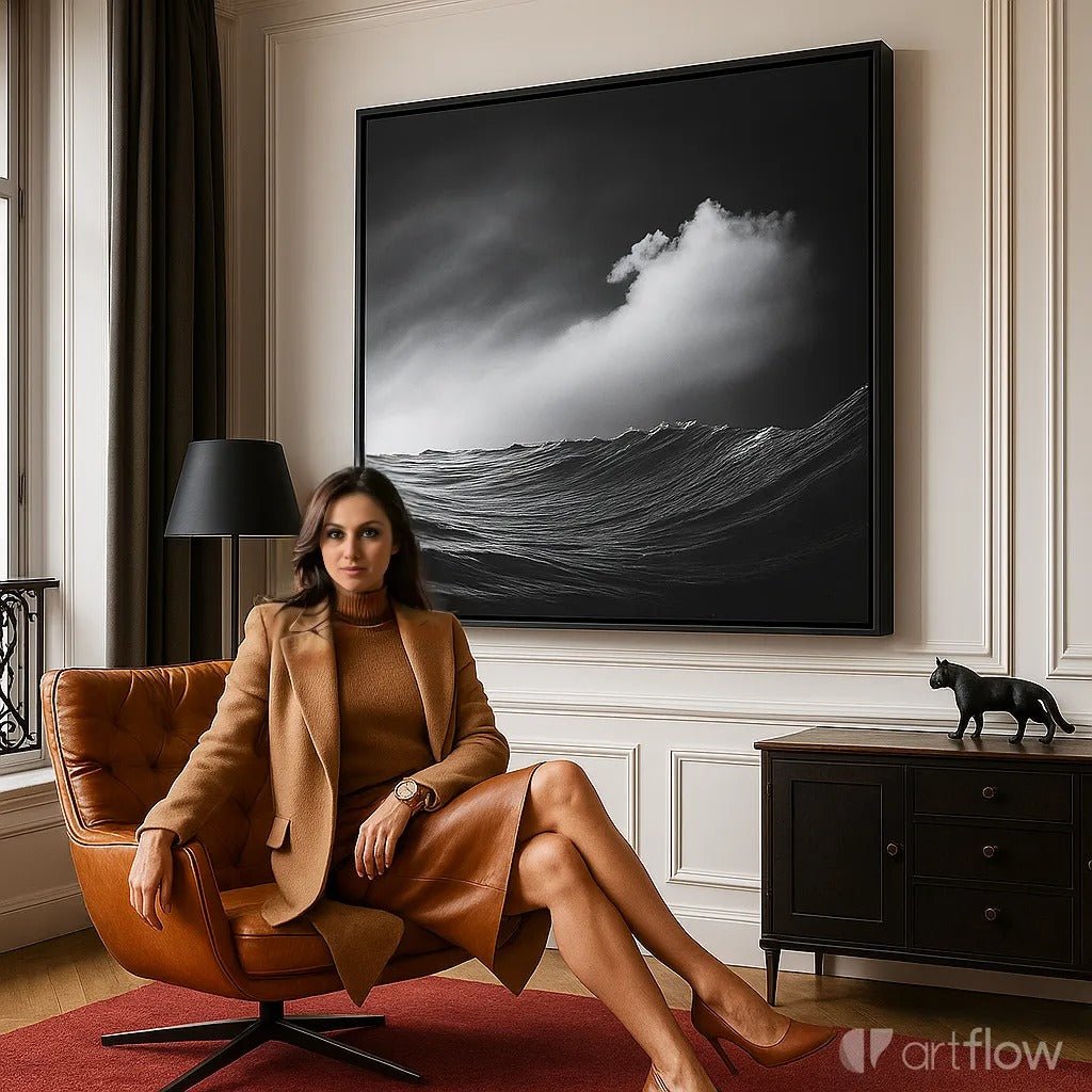Canvas Print : Black Ocean - Black and White Ocean Canvas Print - Chiara Rossetti