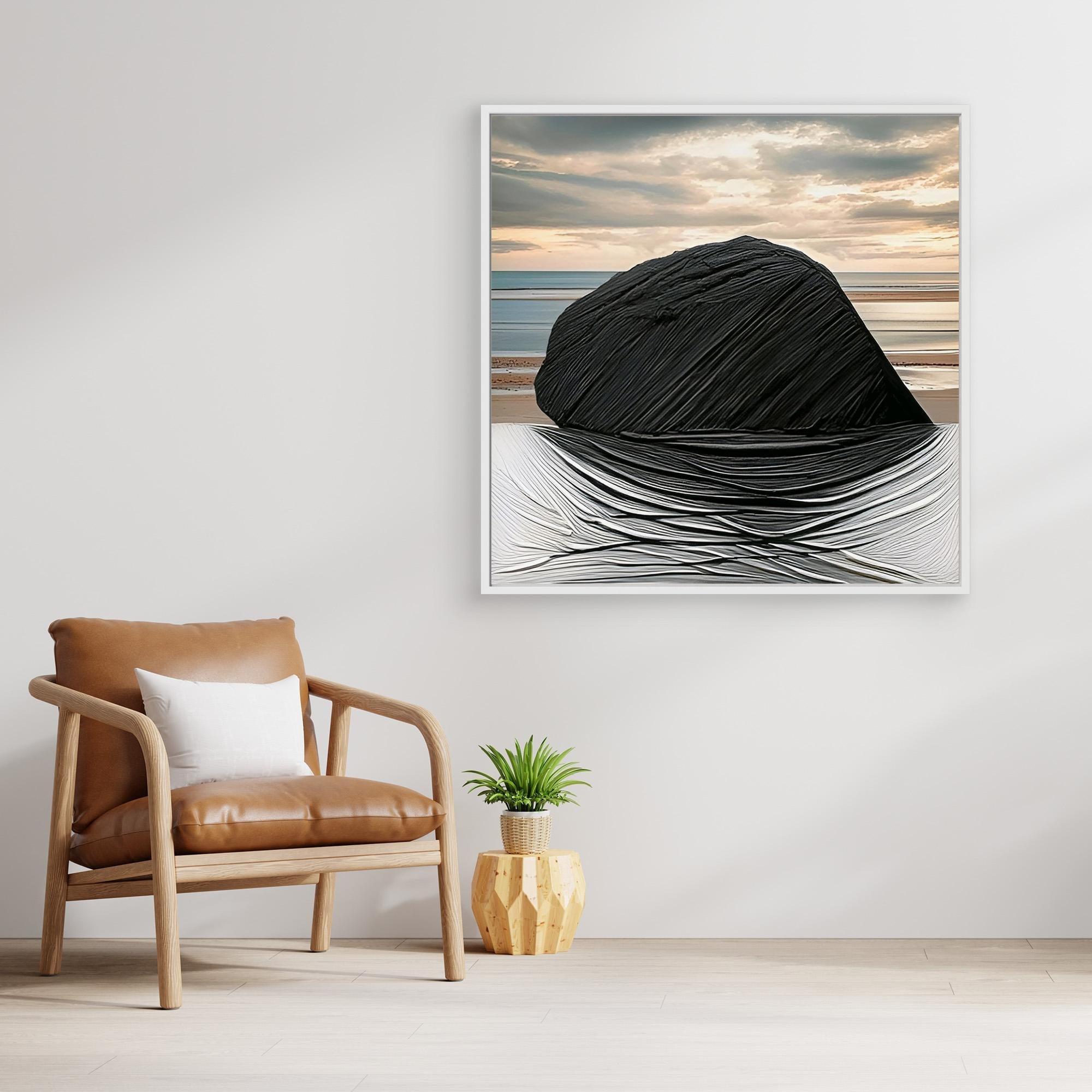 Canvas Print: Black on Sand - Large Canvas Prints Wall Art modern abstract canvas wall art by Rossetti Art – luxury interior design artwork for living room, bedroom, office – Abstract Canvas Print Bold Modern Canvas canvas print for walls