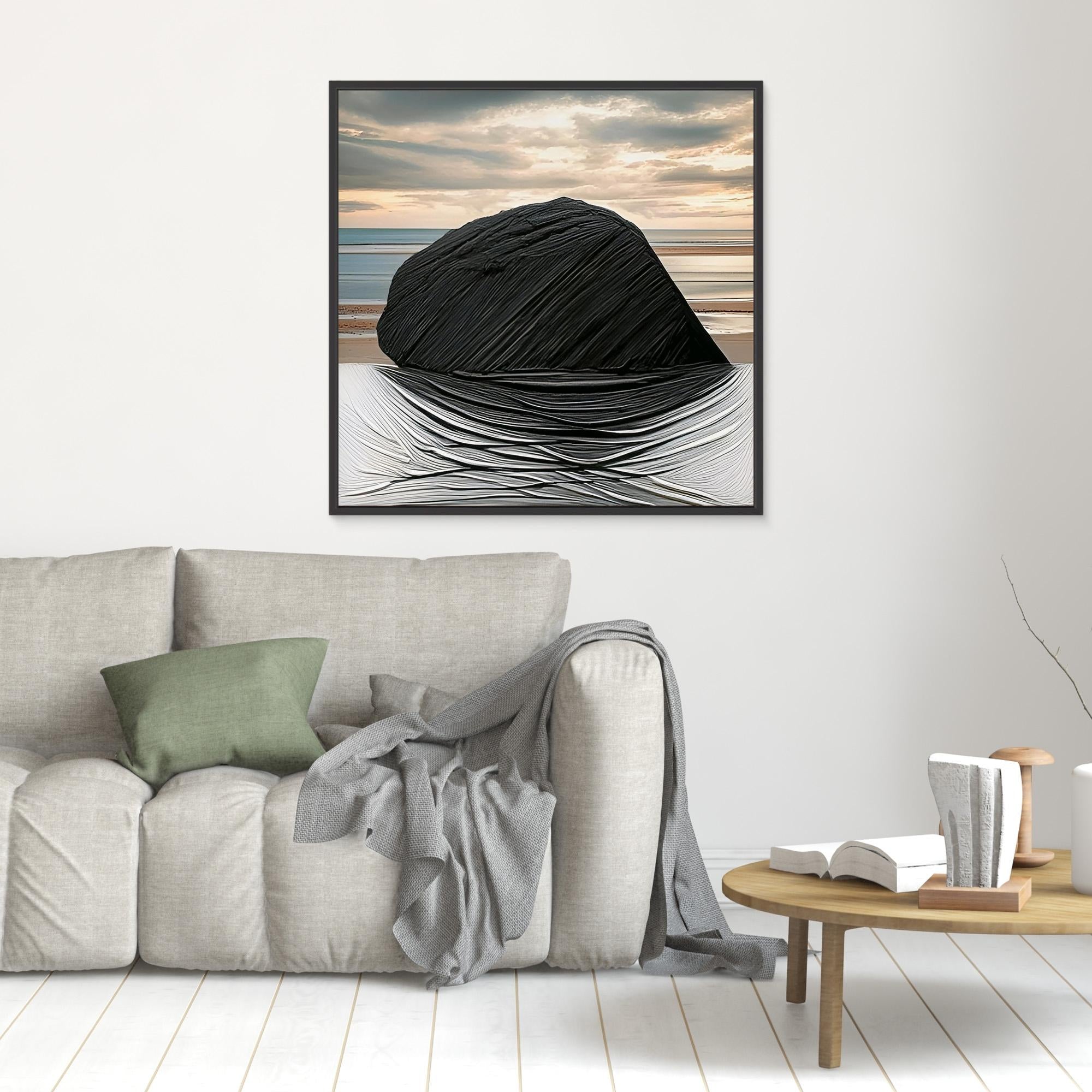 Canvas Print: Black on Sand - Large Canvas Prints Wall Art modern abstract canvas wall art by Rossetti Art – luxury interior design artwork for living room, bedroom, office – Abstract Canvas Print Bold Modern Canvas canvas print for walls