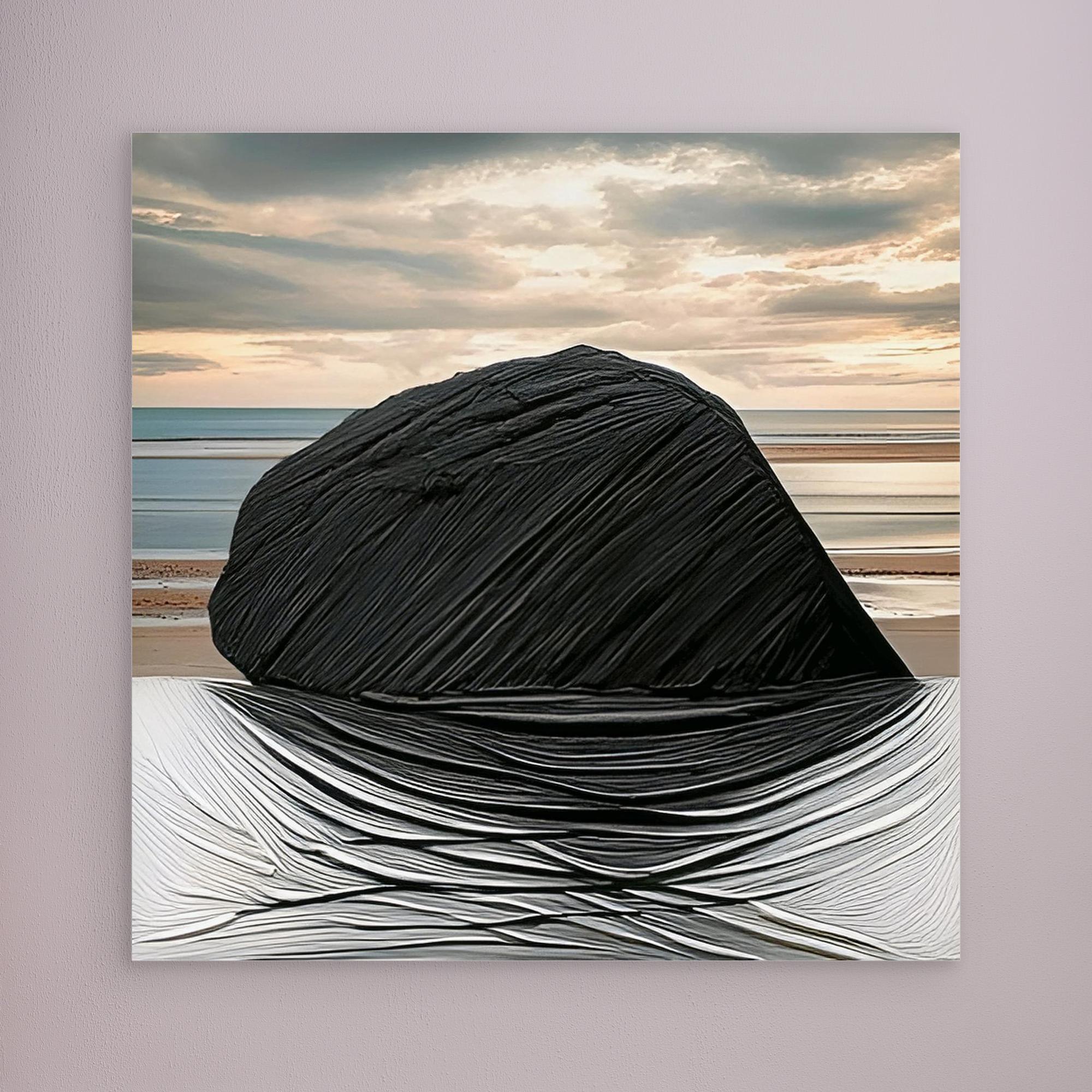 Canvas Print: Black on Sand - Large Canvas Prints Wall Art modern abstract canvas wall art by Rossetti Art – luxury interior design artwork for living room, bedroom, office – Abstract Canvas Print Bold Modern Canvas canvas print for walls