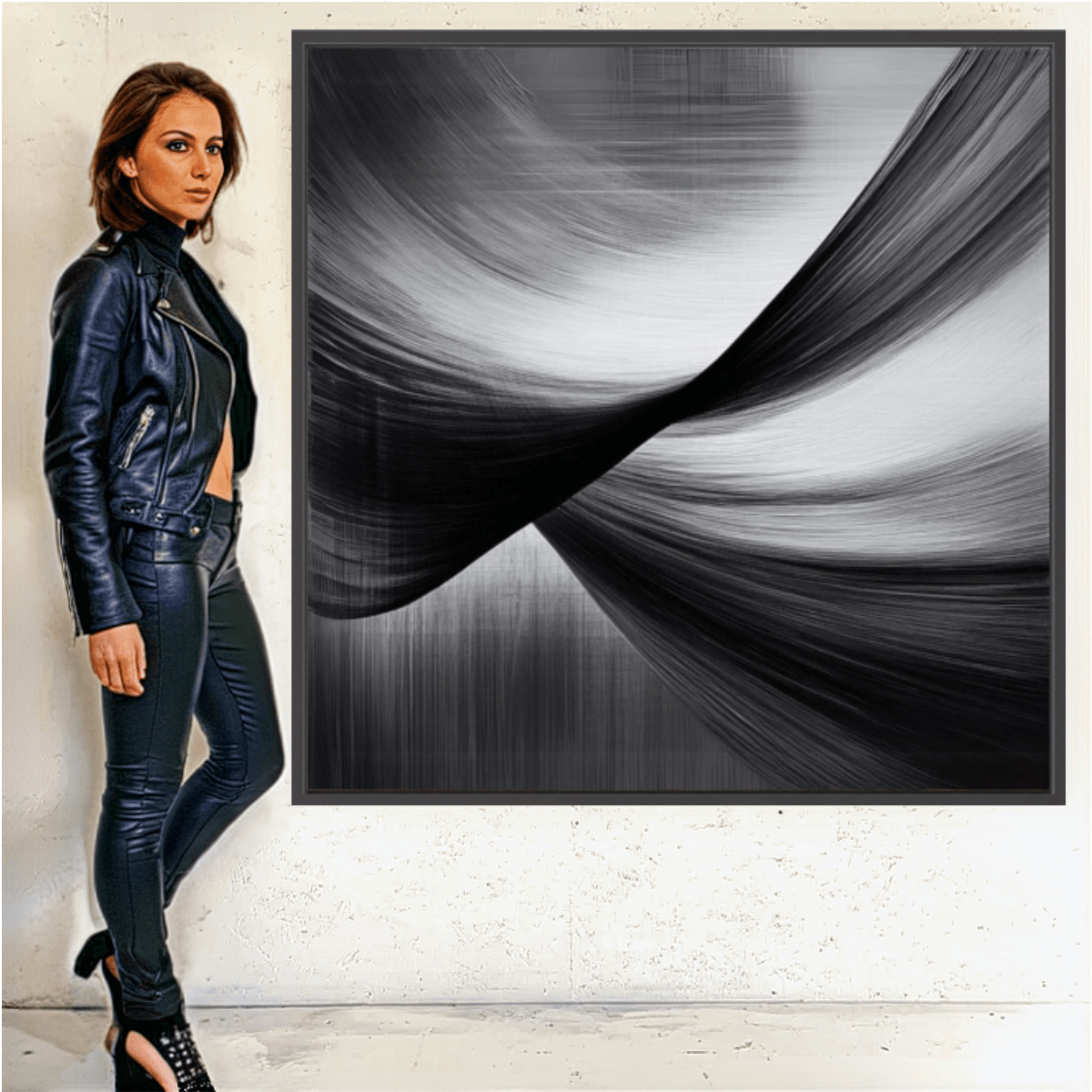 Canvas Print : Black & White Whispers - Black and White Art Prints modern abstract canvas wall art by Rossetti Art – luxury interior design artwork for living room, bedroom, office – black & white wall canvas Black And White Art Black and white artwork