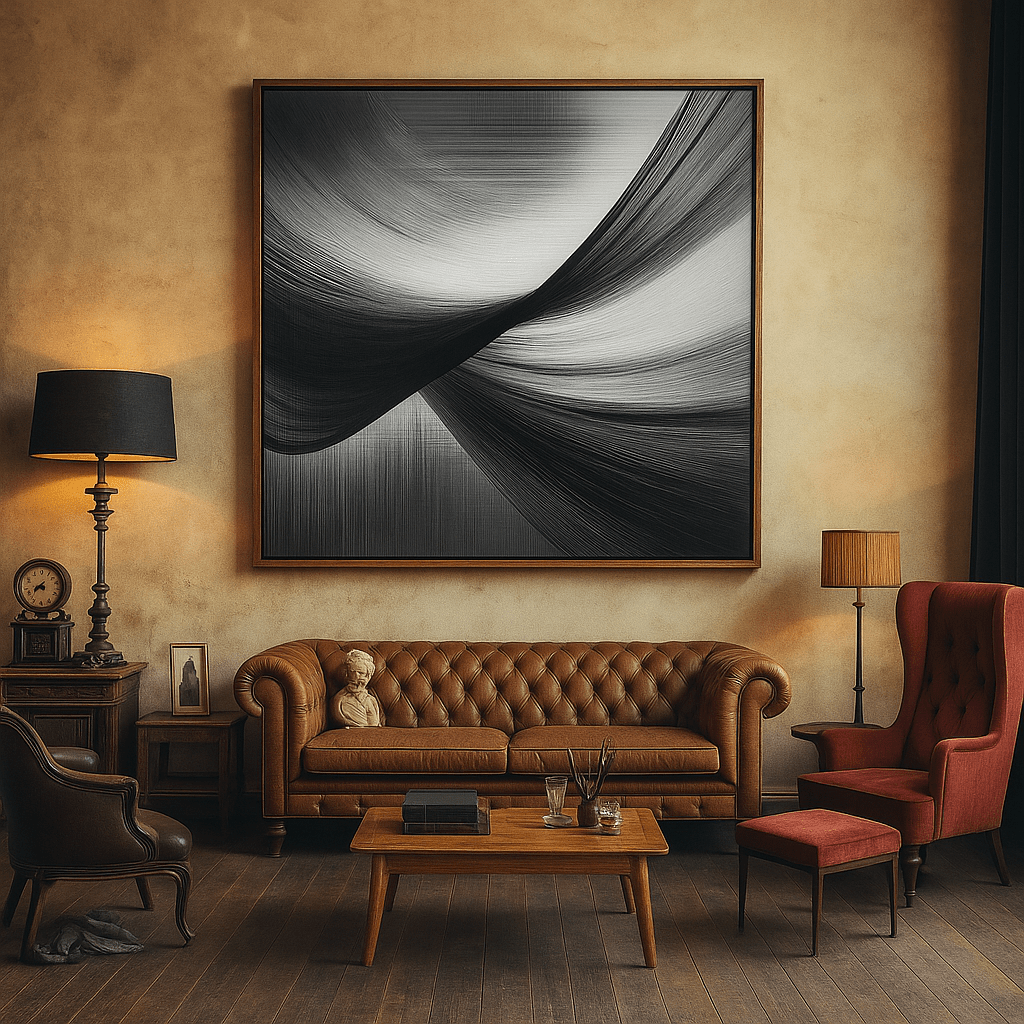 Canvas Print : Black & White Whispers - Black and White Art Prints modern abstract canvas wall art by Rossetti Art – luxury interior design artwork for living room, bedroom, office – black & white wall canvas Black And White Art Black and white artwork