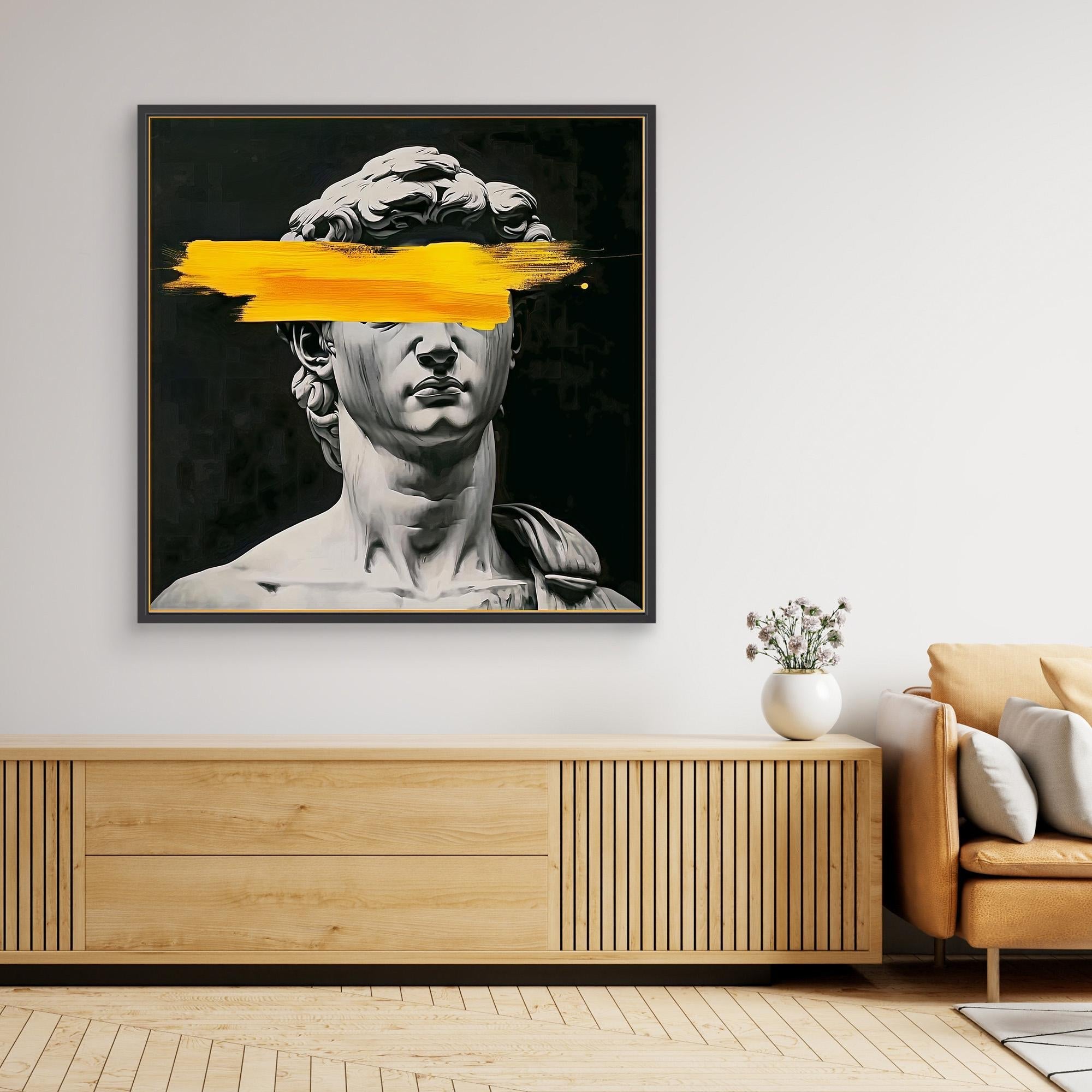 Canvas Print: Blind Vision - Modern Neo - Classical Art modern abstract canvas wall art by Rossetti Art – luxury interior design artwork for living room, bedroom, office – Michelangelo David Neo Classical Art