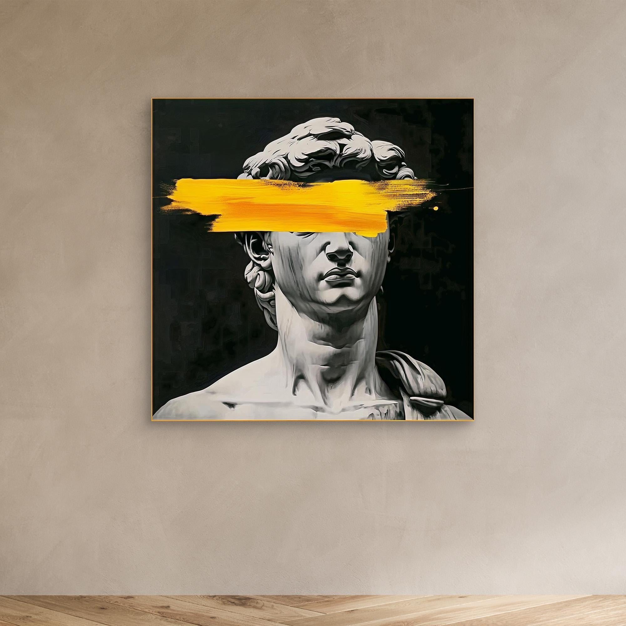 Canvas Print: Blind Vision - Modern Neo - Classical Art modern abstract canvas wall art by Rossetti Art – luxury interior design artwork for living room, bedroom, office – Michelangelo David Neo Classical Art