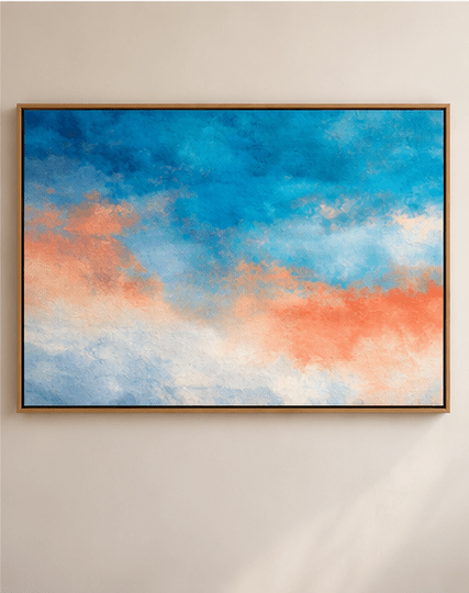 Blue and Orange Wall Art – Amber Haze by Rossetti Art – front view